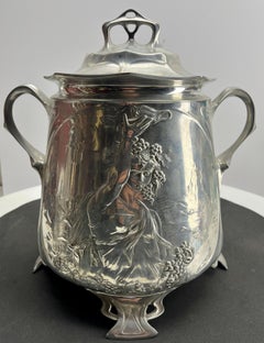 Style WMF Art Nouveau Punch Bowl Pewter with Levers and Organic Details