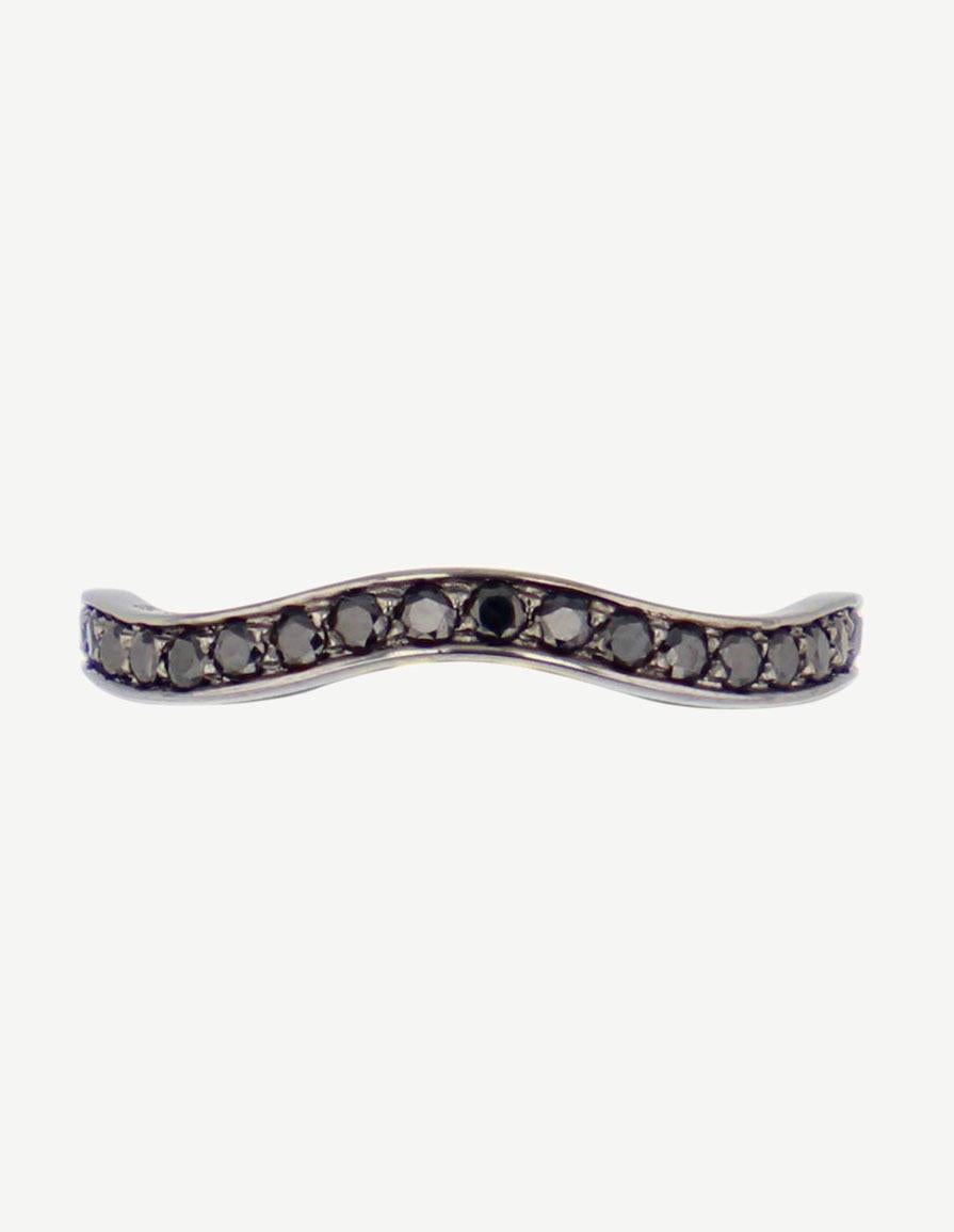 Neoclassical Black Spinels Stylet Ring in 18k white gold by Elie Top