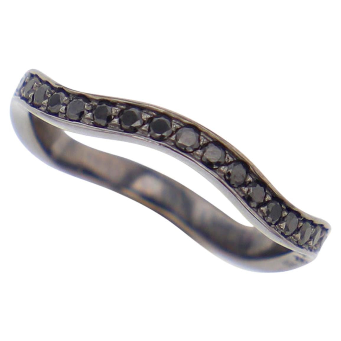 Black Spinels Stylet Ring in 18k white gold by Elie Top