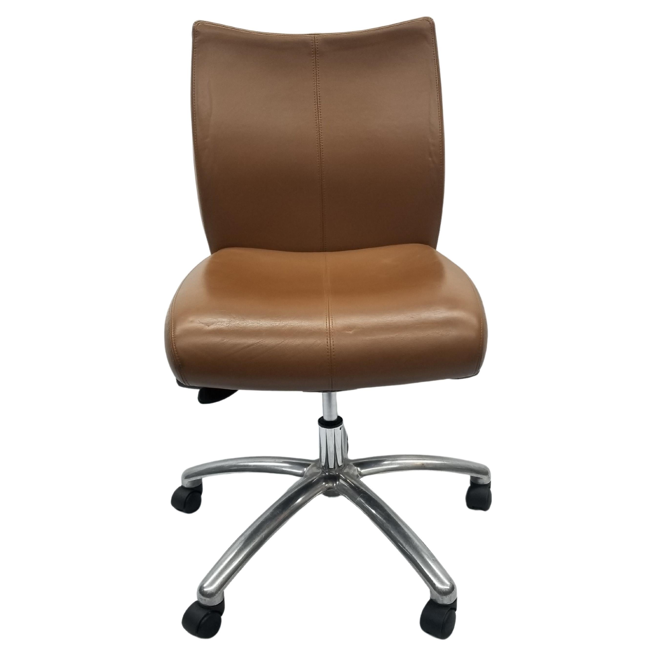 Stylex Beige Leather Adjustable Back Office Chair 8 Available For Sale