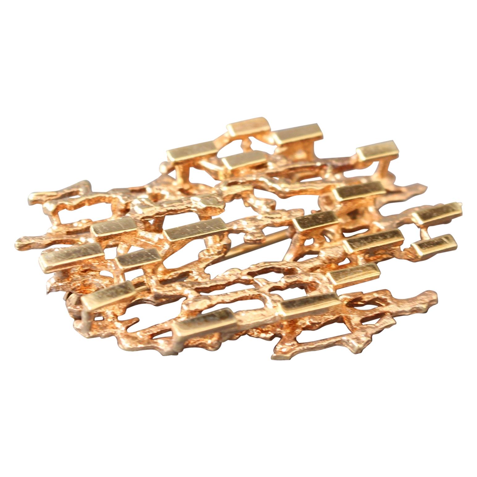 Stylised Abstract Brooch of 14-Carat Yellow Gold, circa 1970s