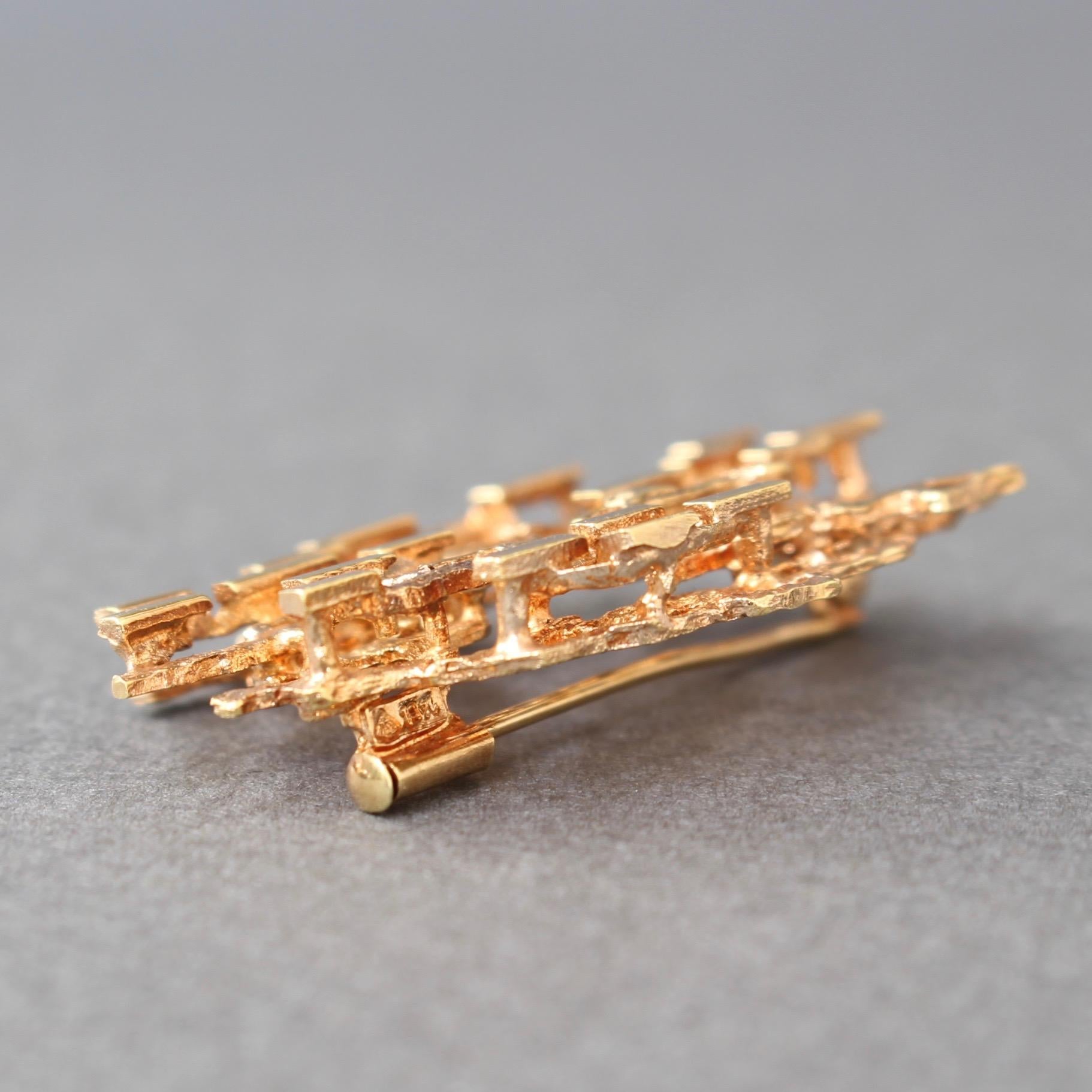 Stylised Abstract Brooch of 14-Carat Yellow Gold, circa 1970s 4