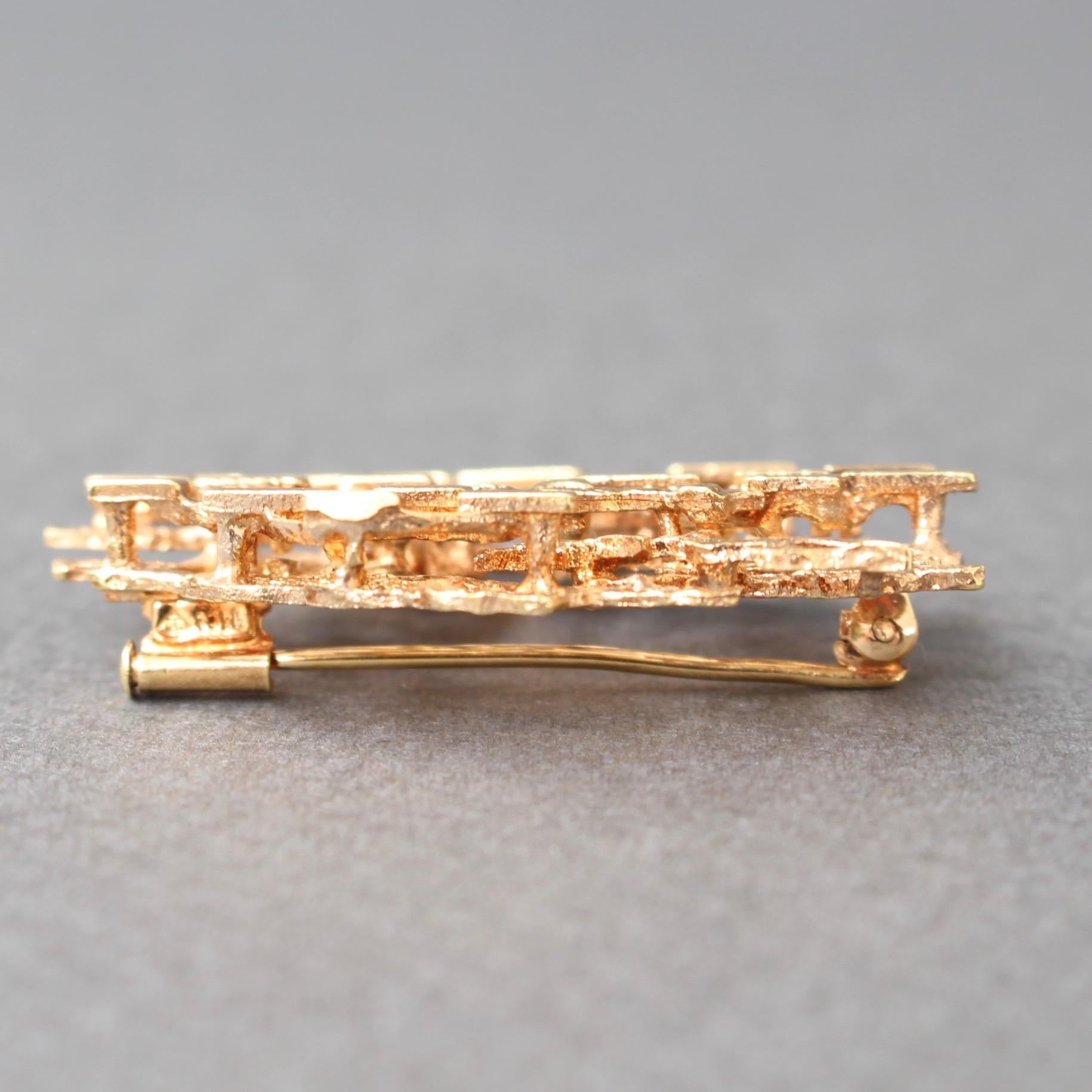 Stylised Abstract Brooch of 14-Carat Yellow Gold, circa 1970s 5
