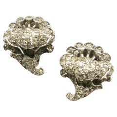 Vintage Stylised clear paste and metal 'flower' earrings, Ciro, London, c1950s