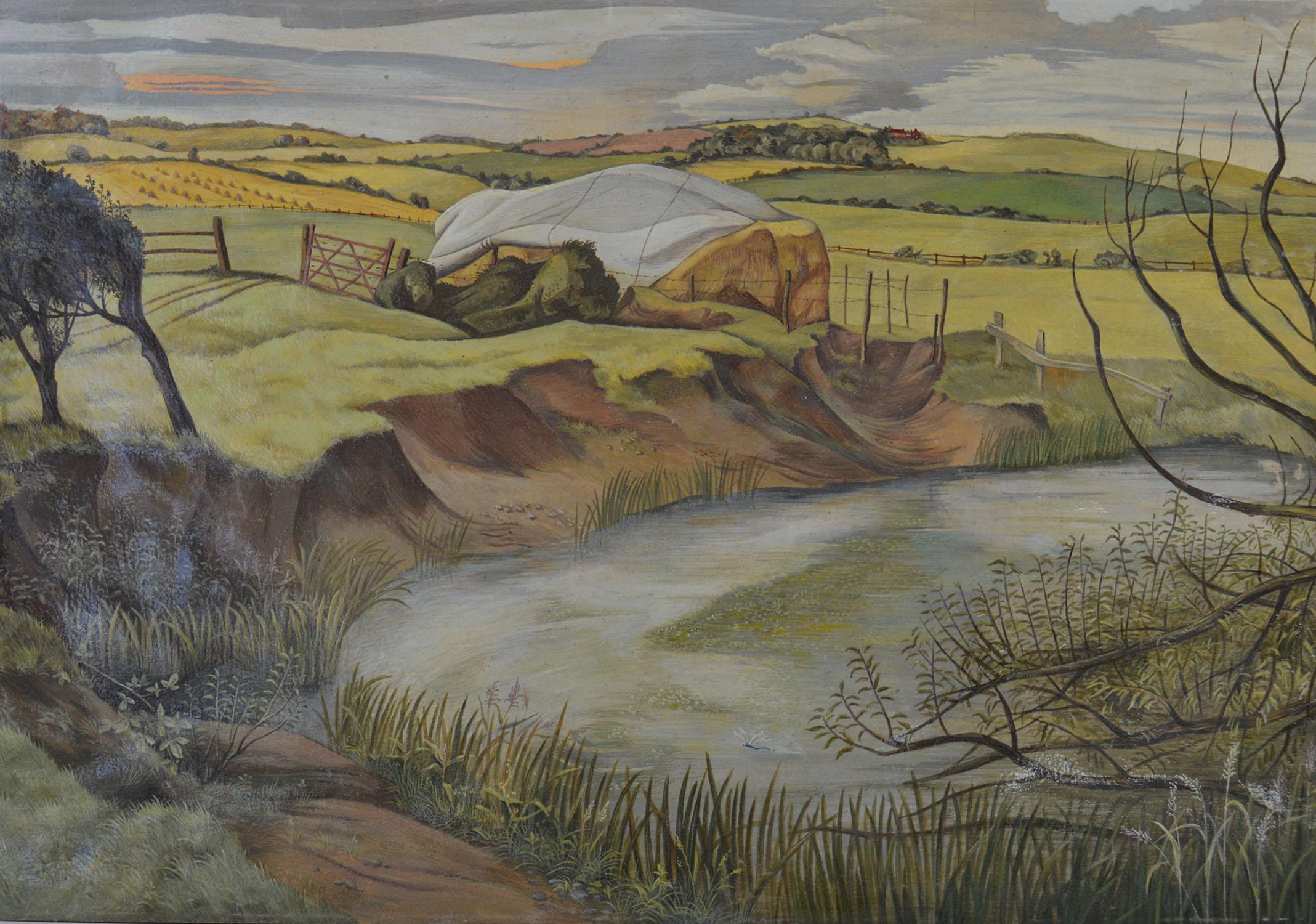 Mid-Century Modern Stylized English Landscape, Michael Lord, 1940s
