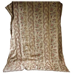 Stylised Floral Linen Curtain French 19th Century 