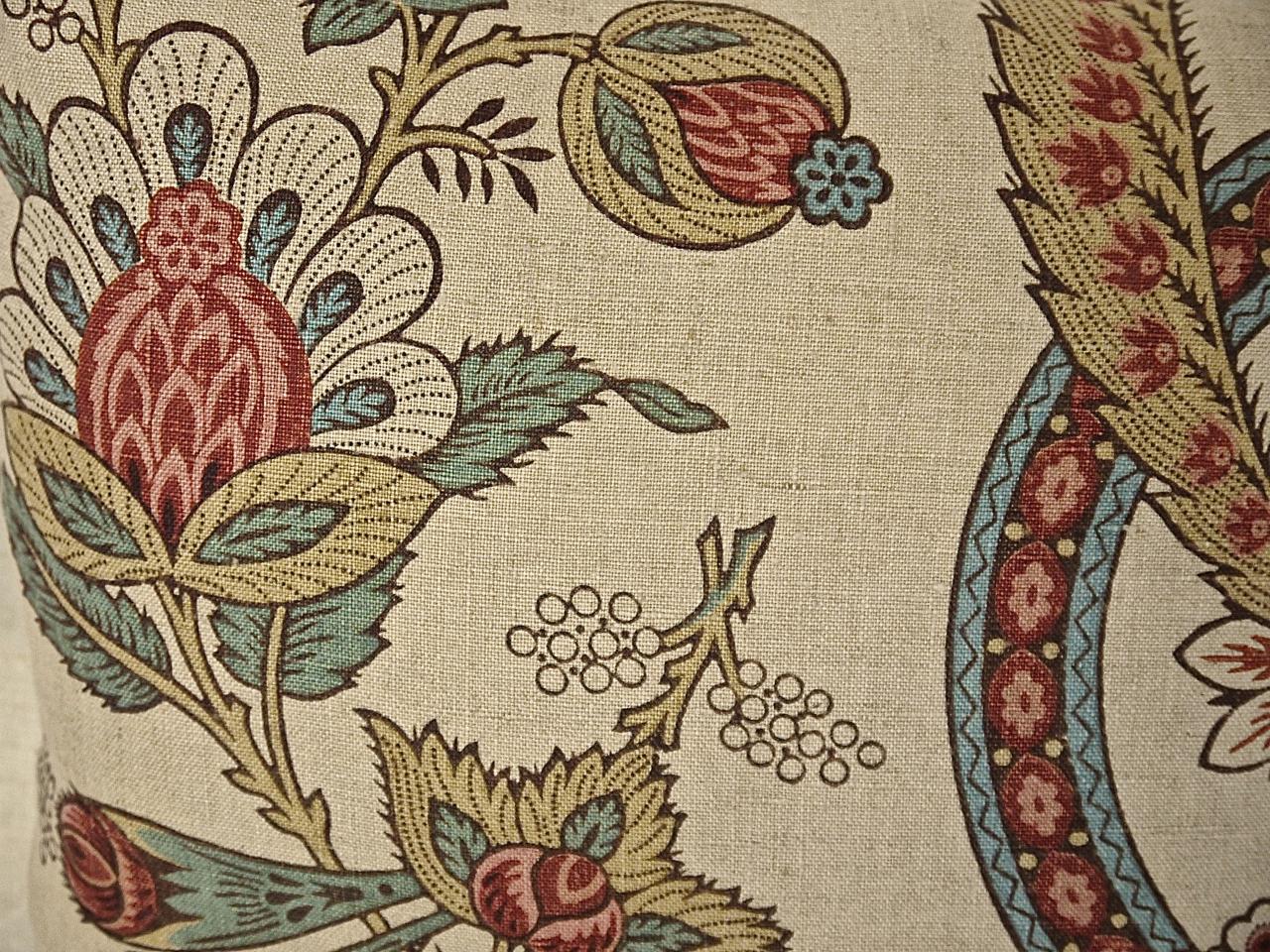 French Provincial Stylised Floral Linen Pillow, French, 19th Century For Sale