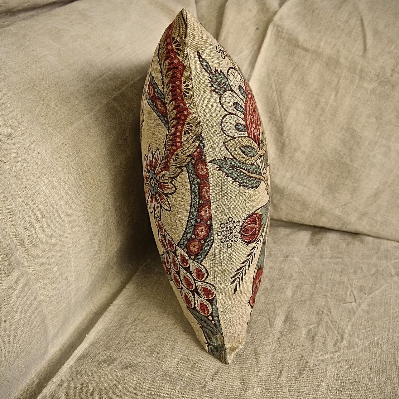 Stylised Floral Linen Pillow, French, 19th Century For Sale 3