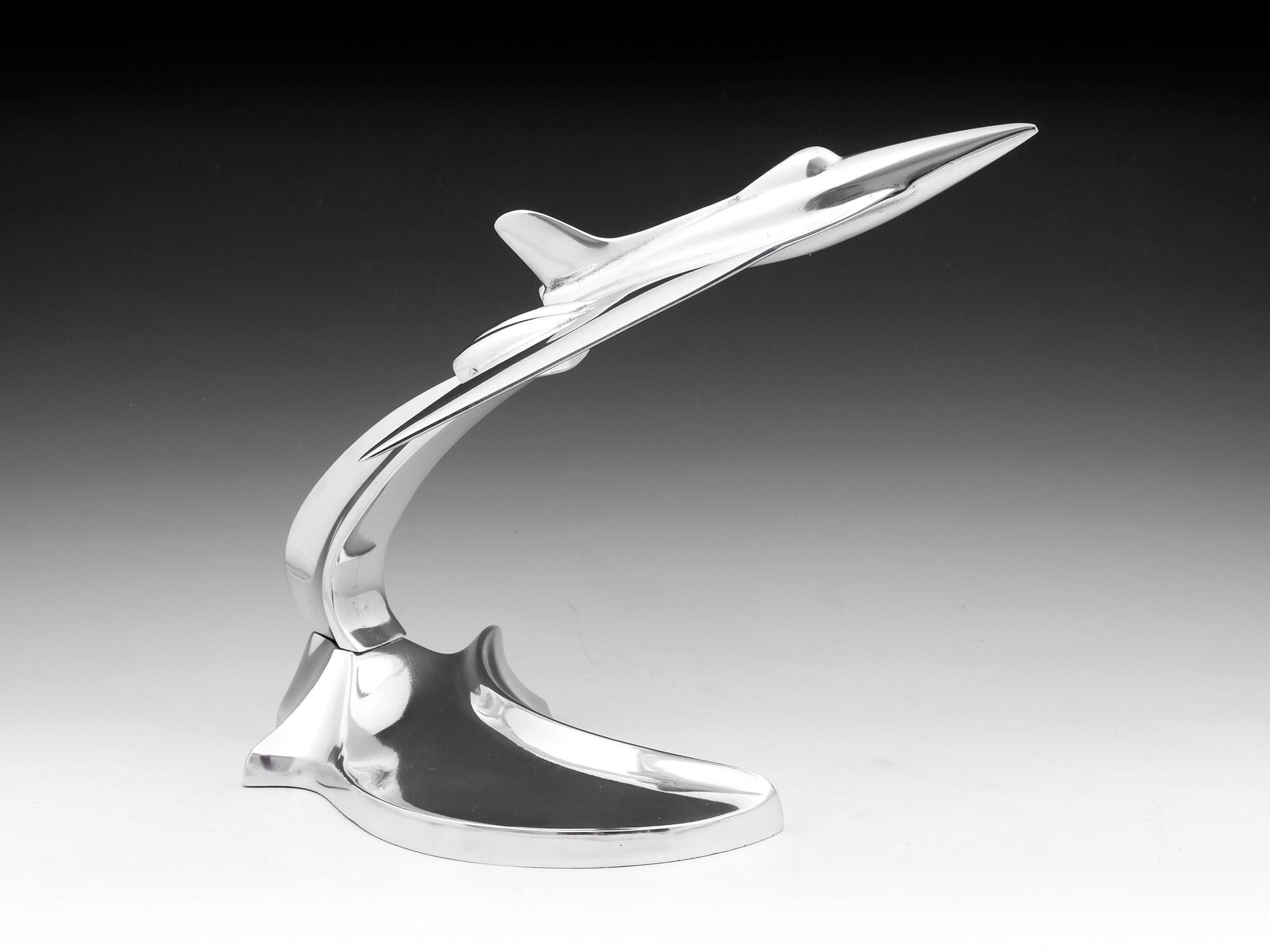 Stylised Aluminium RAF Avro Vulcan Bomber on Stand, super example for any RAF or Jet Bomber enthusiast who'd like to have them selves a piece of iconic history adorning a desk, shelf or office. 

The Avro Vulcan is a jet-powered tailless delta