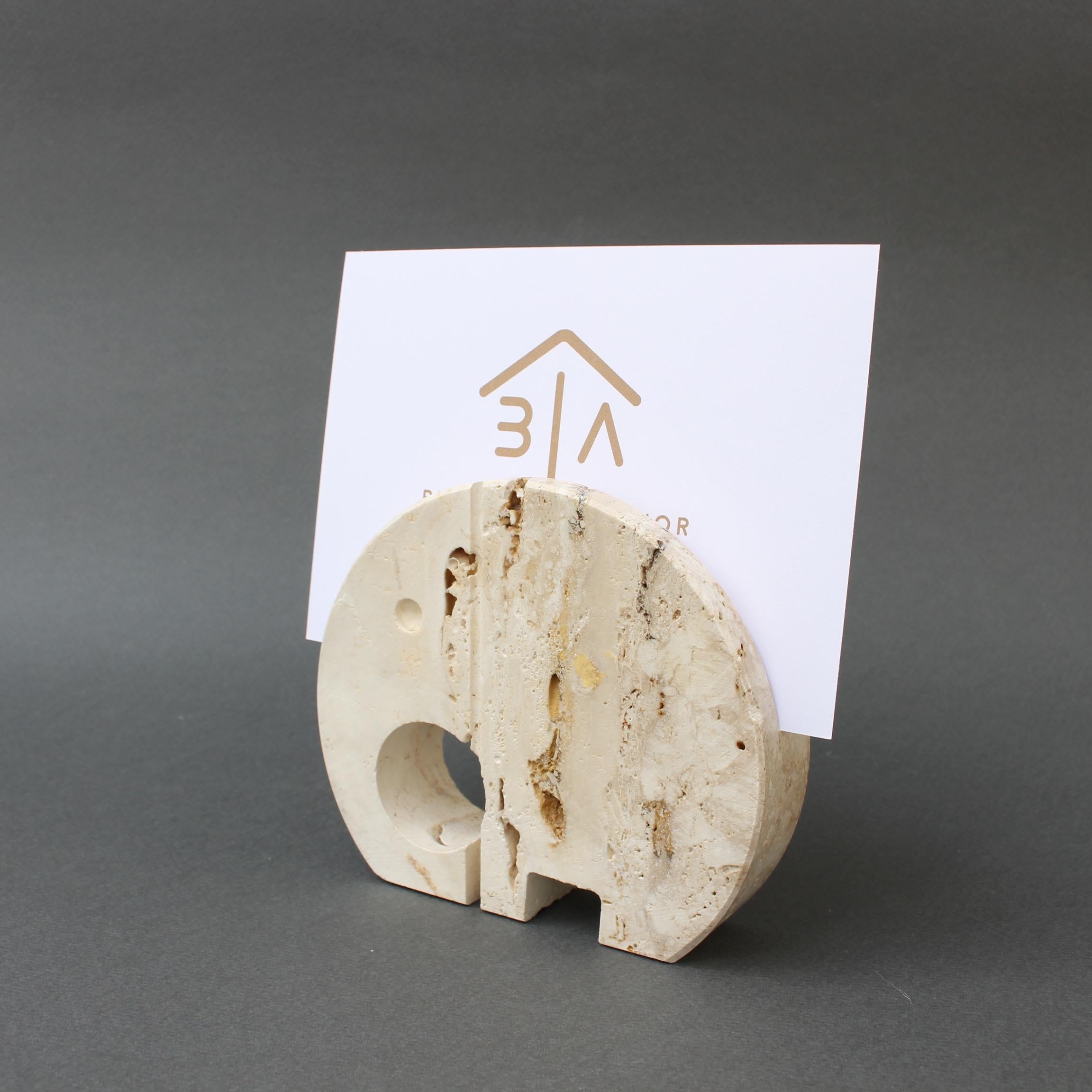 Stylised travertine elephant envelope holder by Mannelli brothers 'circa 1970s'. Designed by Italians, Fratelli Mannelli, this charming piece has loads of character and will delight art lovers and collectors. It is not only visually alluring with