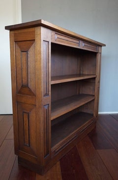 Stylish & Handcrafted 1920s Art Deco Open Bookcase of Oak Inlaid with Macassar