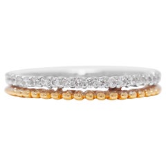 Bague élégante en or 18k bicolore avec diamant naturel de 0,18ct