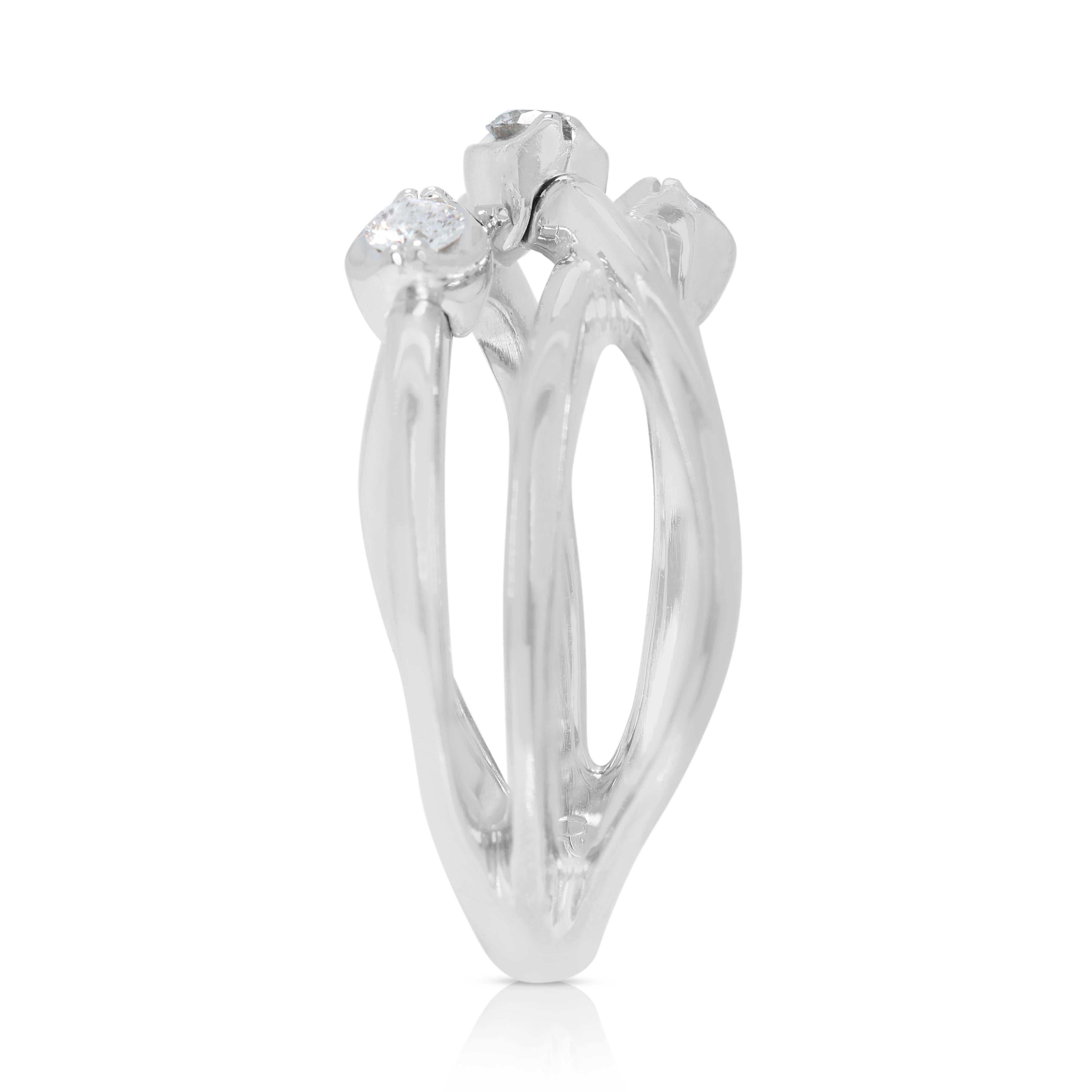 Stilvoller 0,20 Karat 3-Stein-Diamantring mit rundem Brillanten aus Platin Damen im Angebot