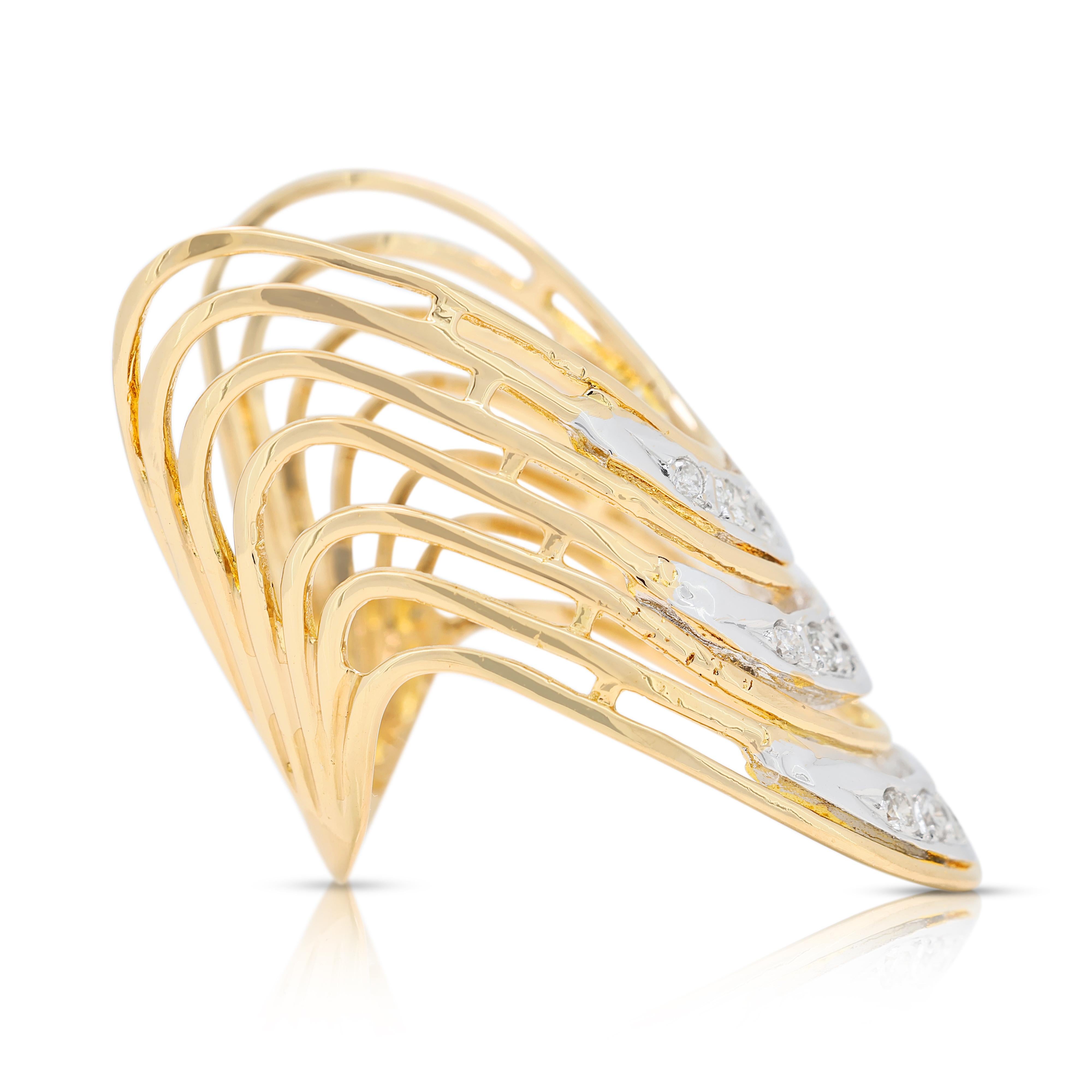 Stilvoller 0,25 Karat Diamantring aus 20 Karat Gelbgold mit Diamanten Damen im Angebot