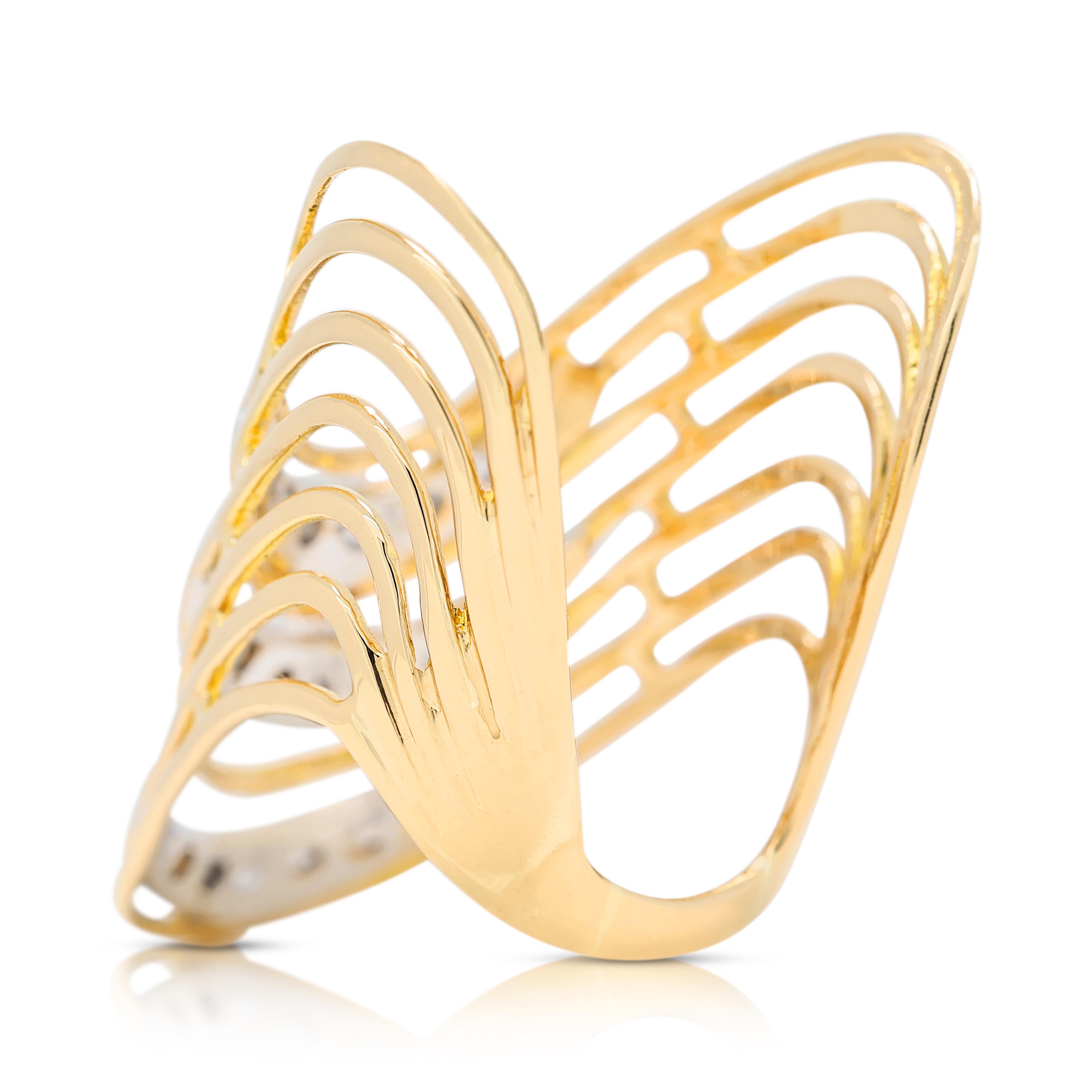 Stilvoller 0,25 Karat Diamantring aus 20 Karat Gelbgold mit Diamanten im Angebot 1
