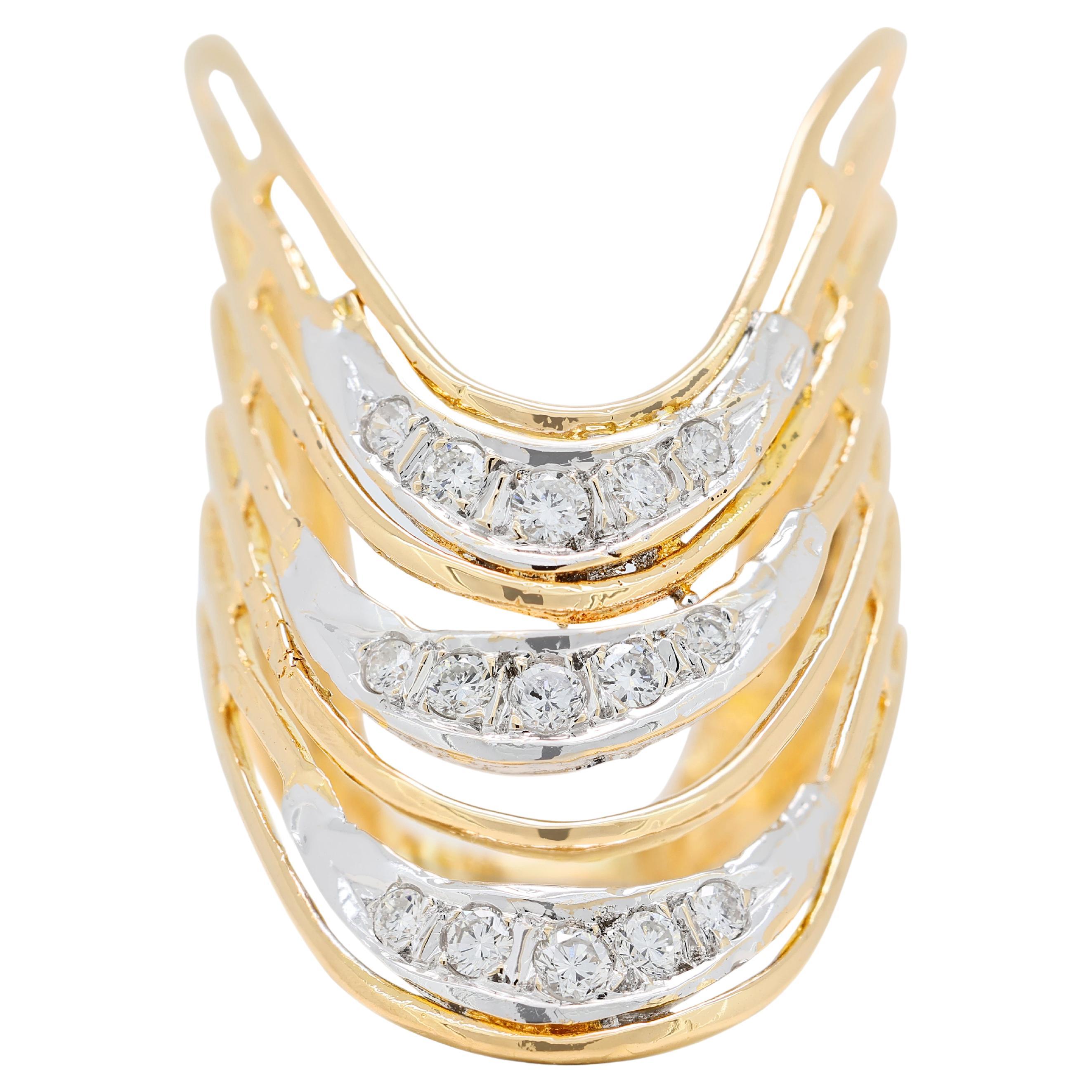 Stilvoller 0,25 Karat Diamantring aus 20 Karat Gelbgold mit Diamanten im Angebot