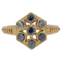 Élégante bague en or jaune 20 carats avec diamants 0,35 carat