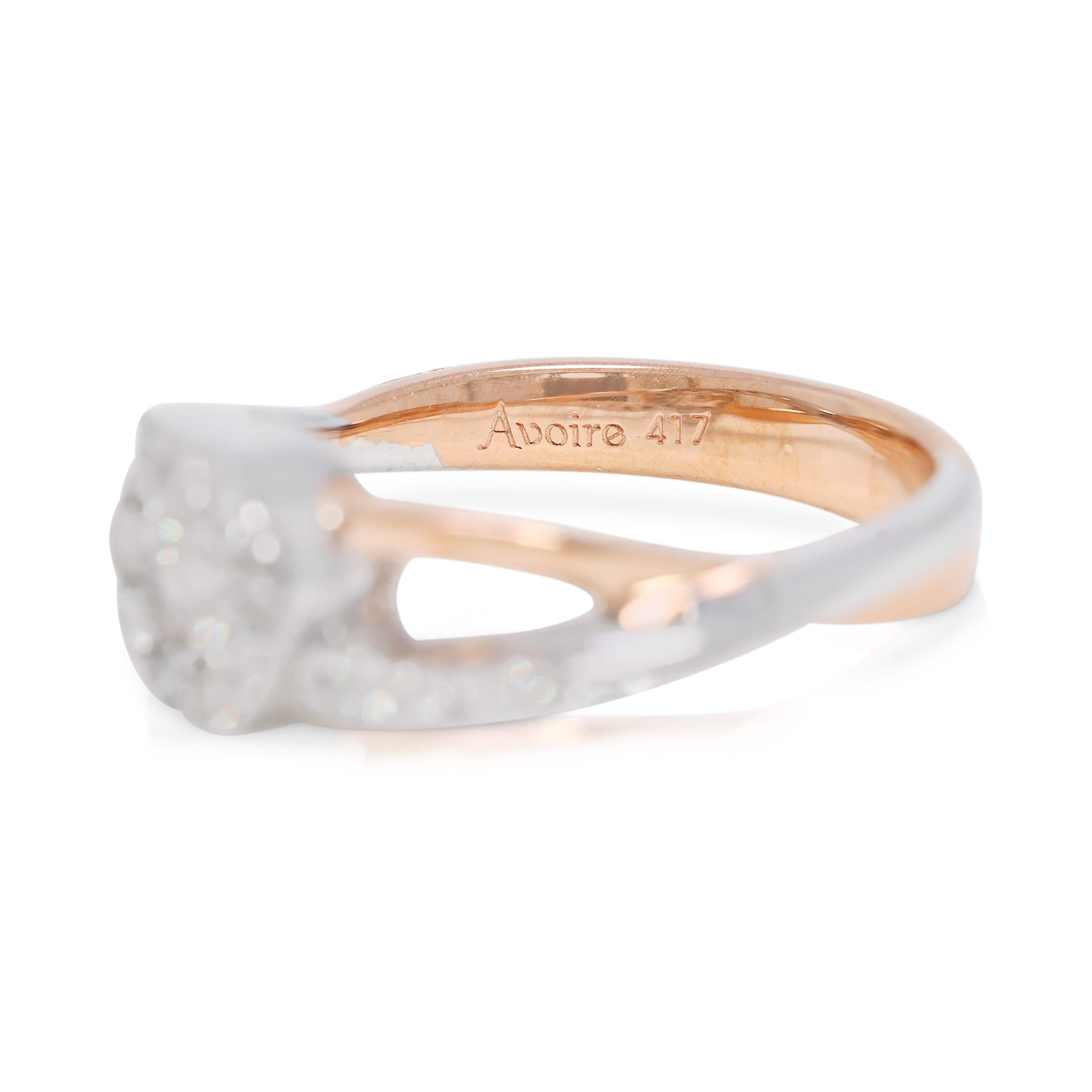 Stylish 0.35ct Natural Diamond Ring in 10K Two-Toned Gold In Excellent Condition For Sale In רמת גן, IL