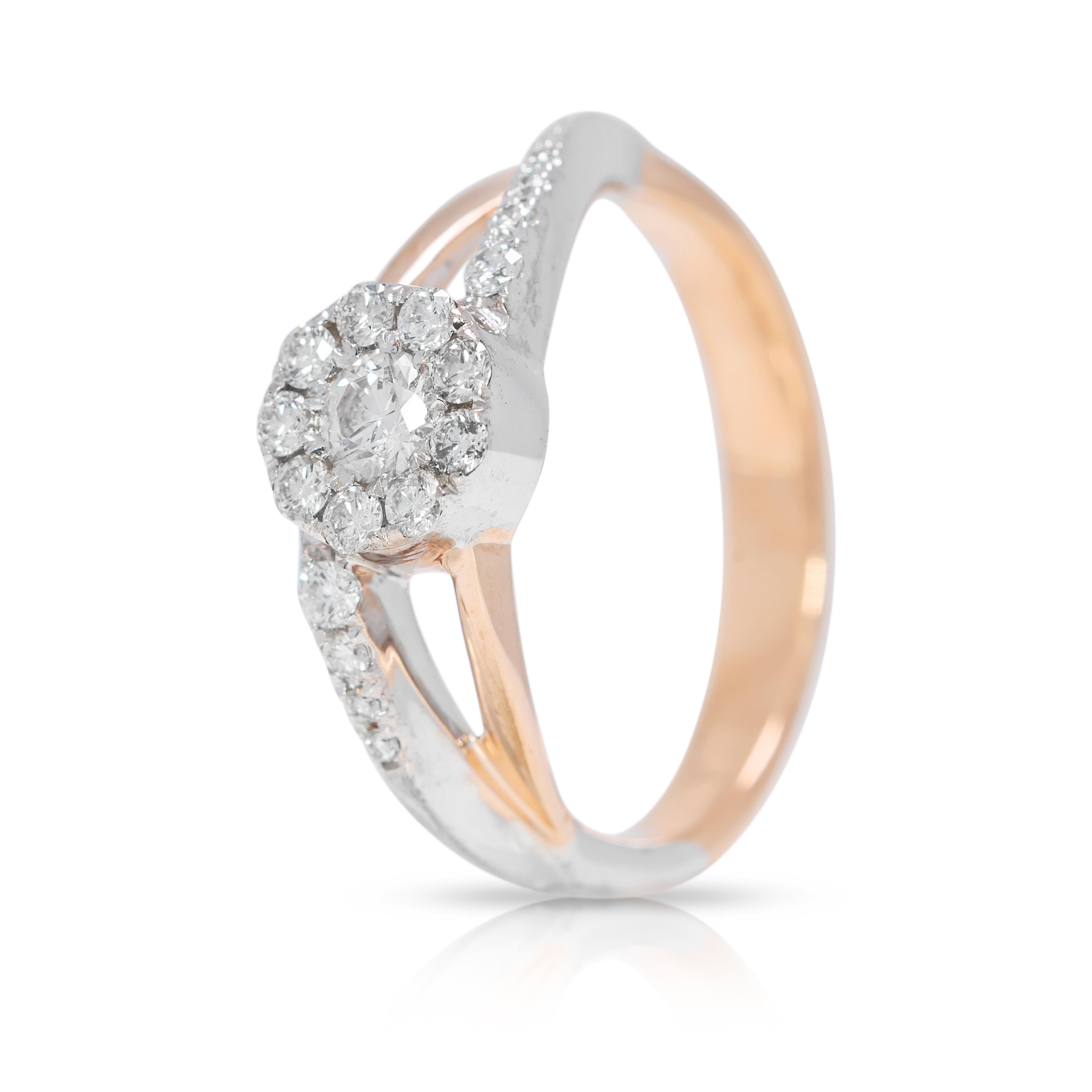 Stylish 0.35ct Natural Diamond Ring in 10K Two-Toned Gold For Sale 1