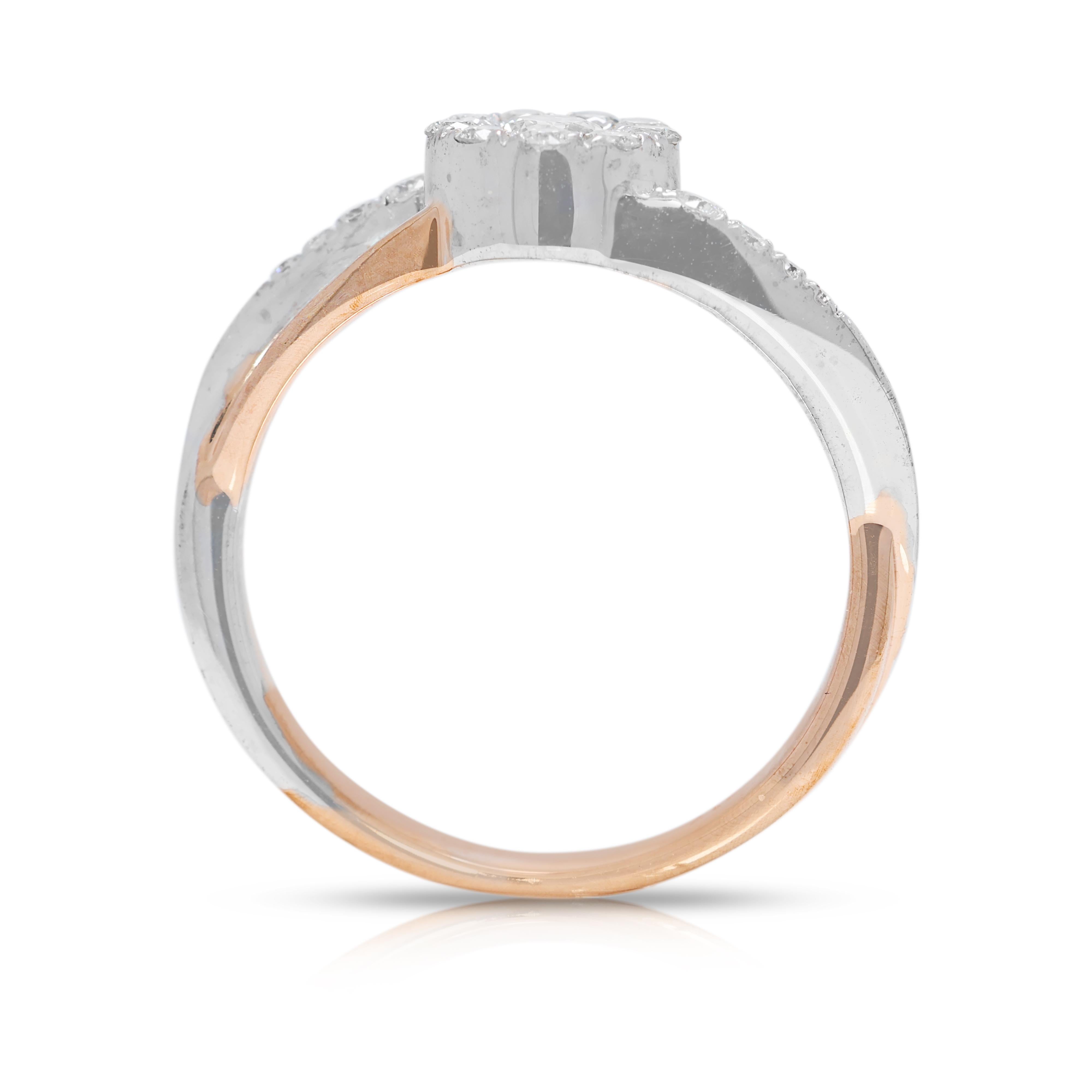Stylish 0.35ct Natural Diamond Ring in 10K Two-Toned Gold For Sale 2