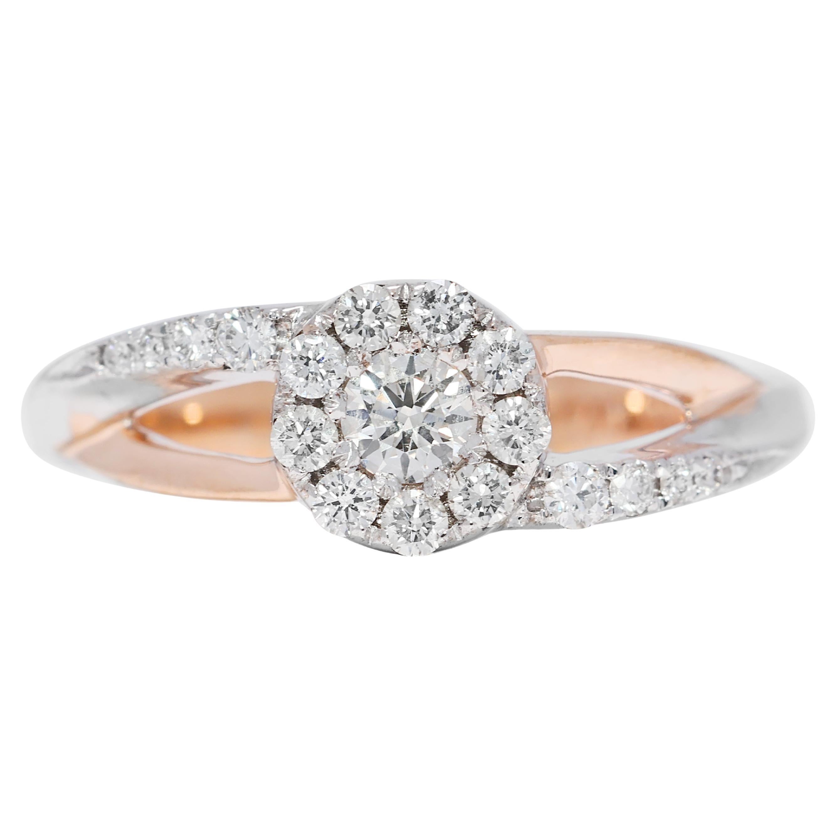 Stylish 0.35ct Natural Diamond Ring in 10K Two-Toned Gold For Sale