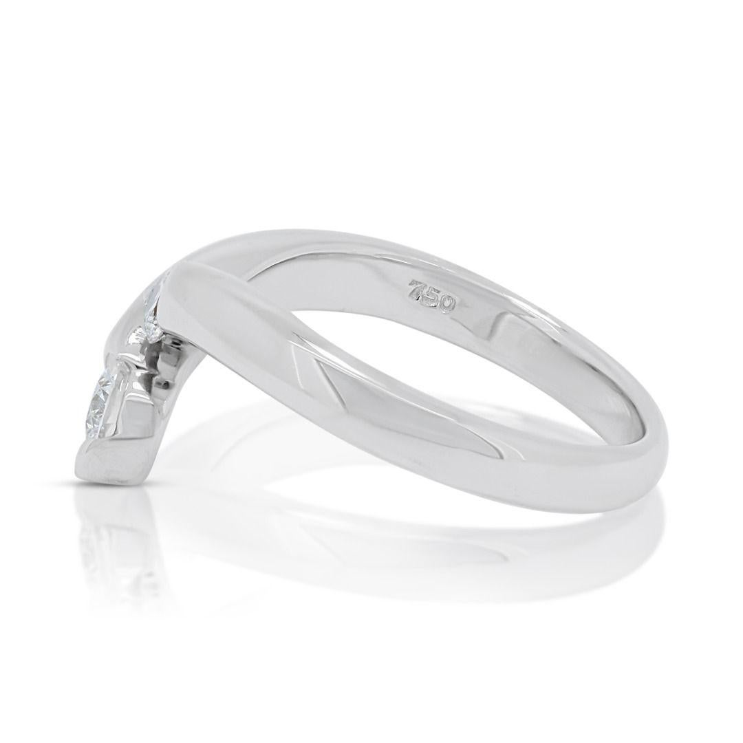 Stylish 0.36ct Diamond Two Stone Ring in 18K White Gold For Sale 2