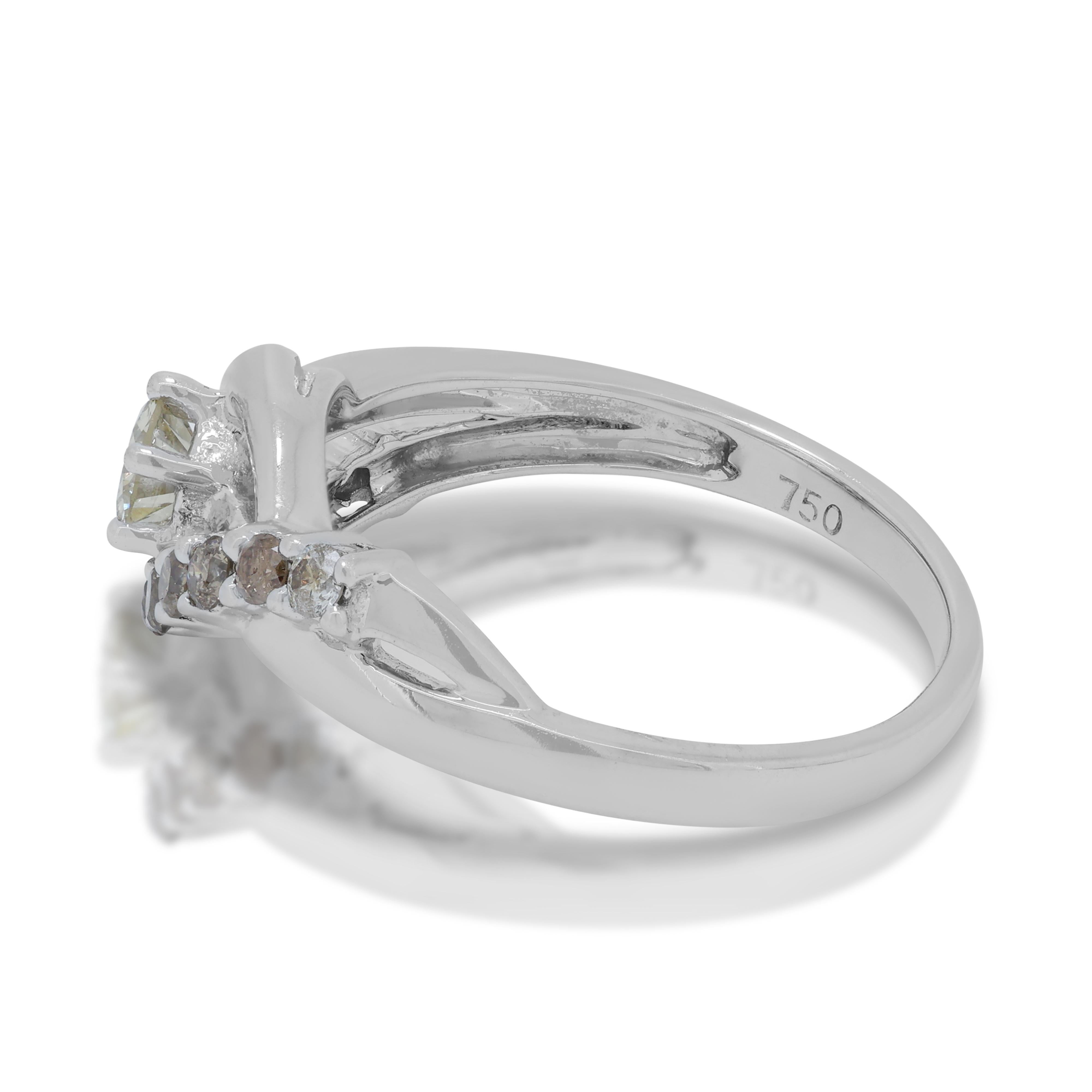 Round Cut Stylish 0.51ct Diamonds Pave Ring in 18K White Gold For Sale