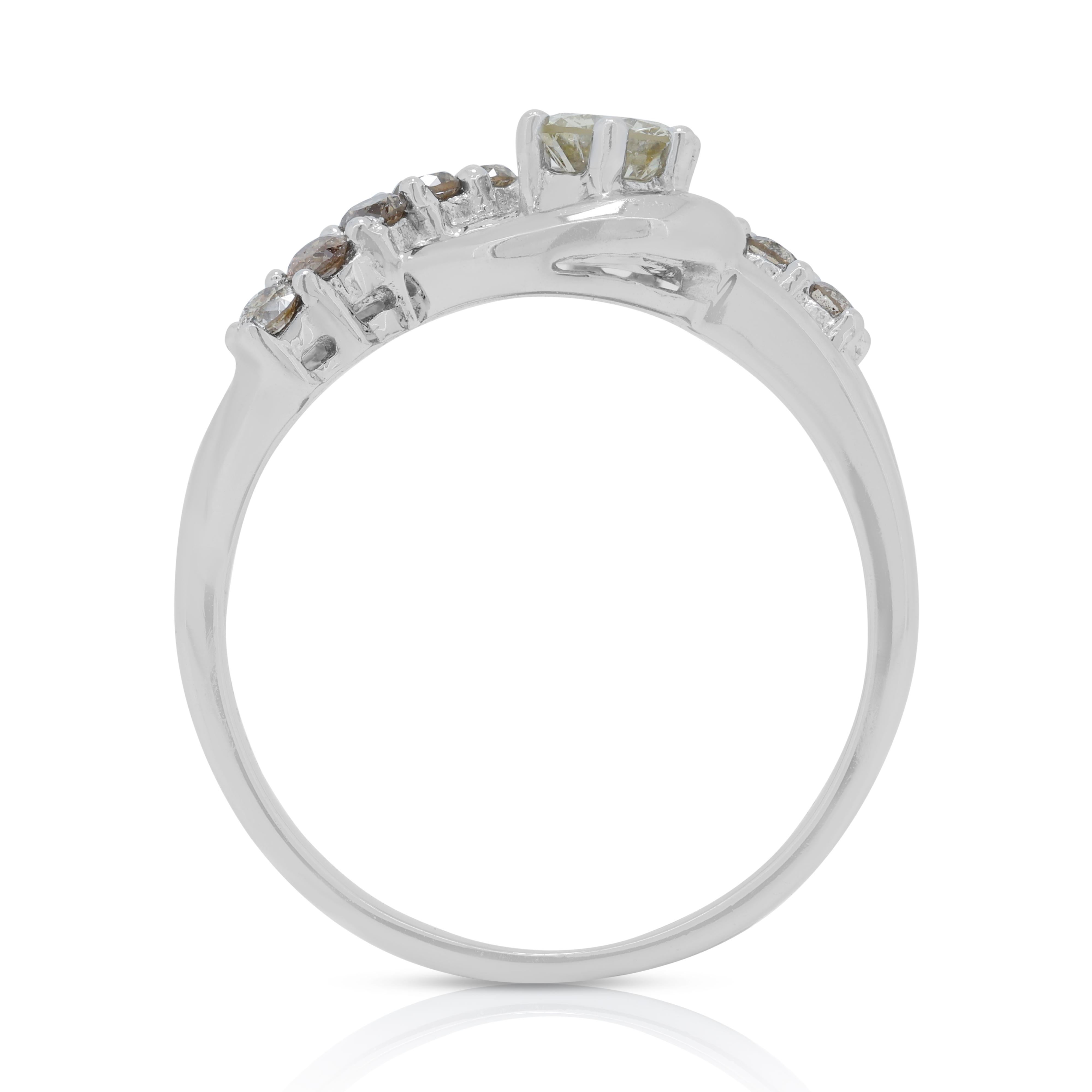 Women's Stylish 0.51ct Diamonds Pave Ring in 18K White Gold For Sale