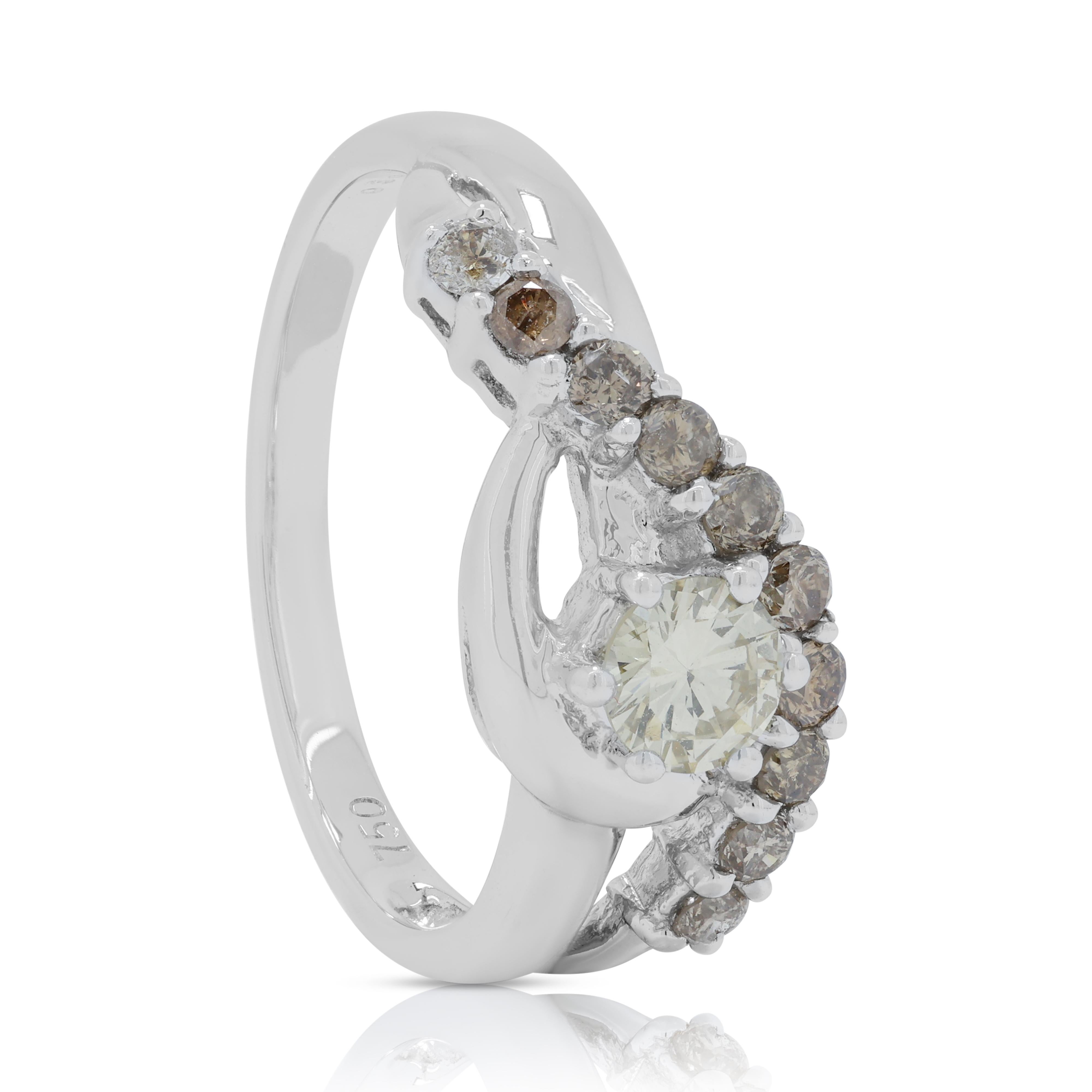 Stylish 0.51ct Diamonds Pave Ring in 18K White Gold For Sale 1