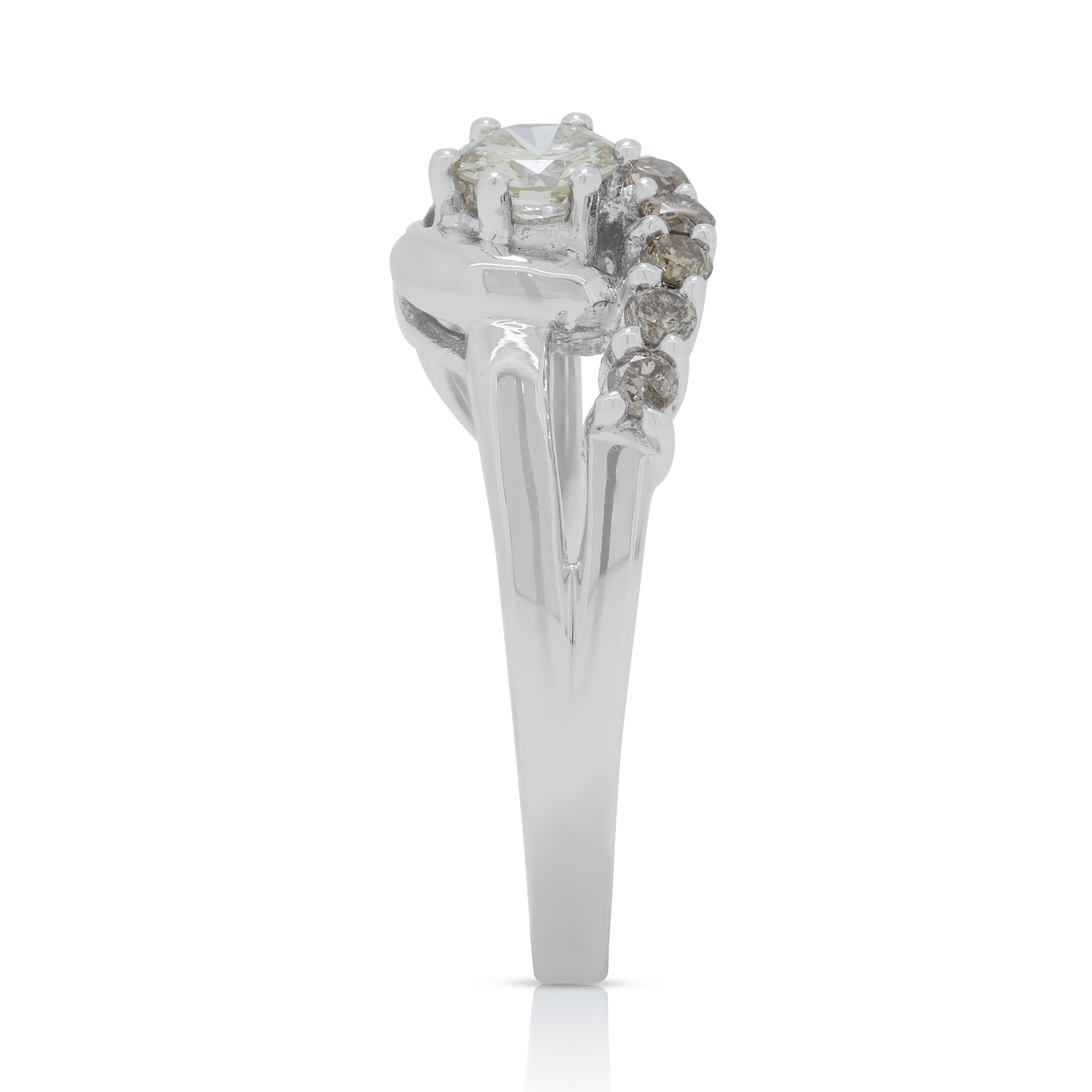 Stylish 0.51ct Diamonds Pave Ring in 18K White Gold For Sale 2
