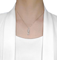 Stylish 0.51ct Princess & Round Natural Diamonds Pendant in 18K White Gold