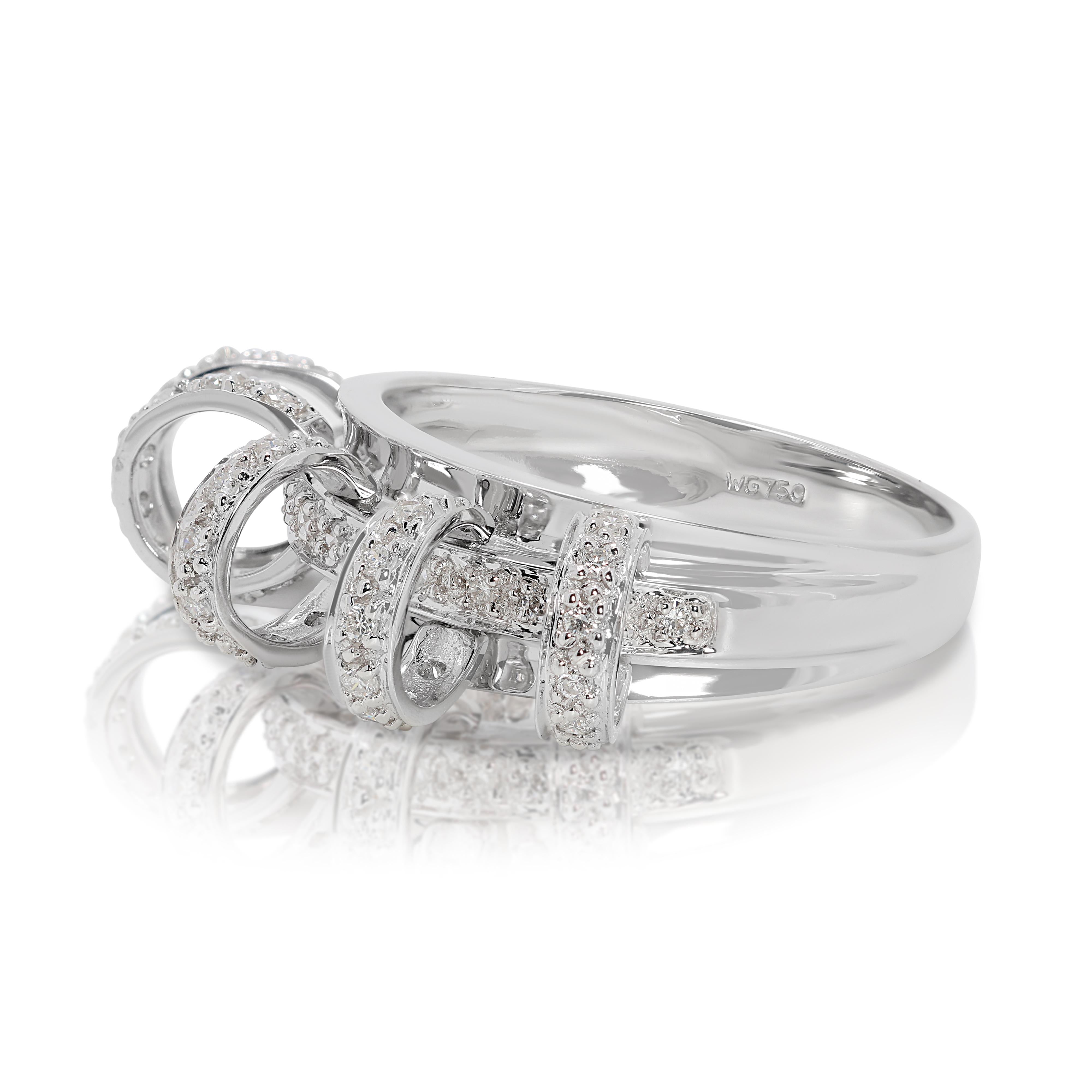 Stylish 0.53 carat Natural Diamond Ring in 18K White Gold In New Condition For Sale In רמת גן, IL