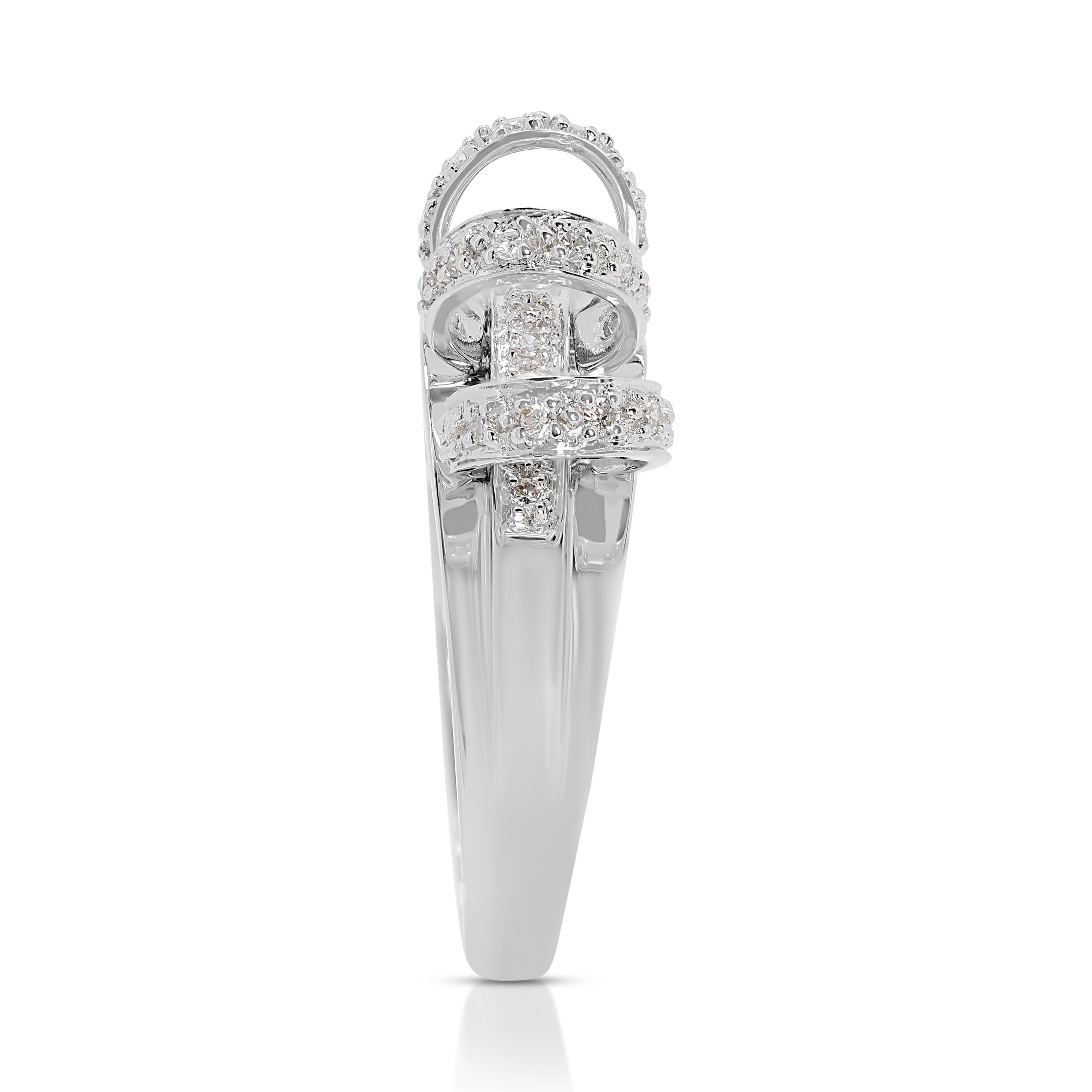 Women's Stylish 0.53 carat Natural Diamond Ring in 18K White Gold For Sale