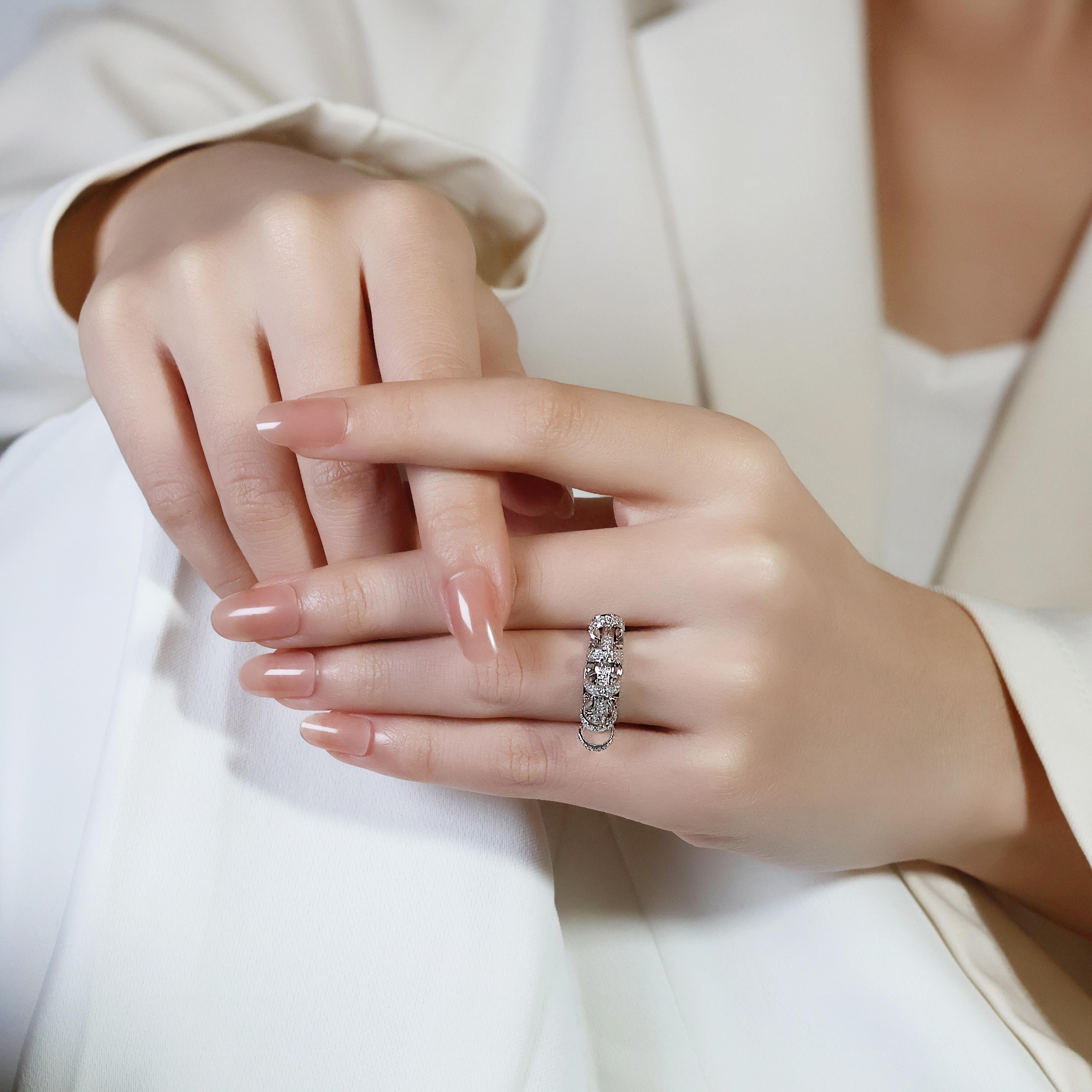 Stylish 0.53 carat Natural Diamond Ring in 18K White Gold For Sale 3