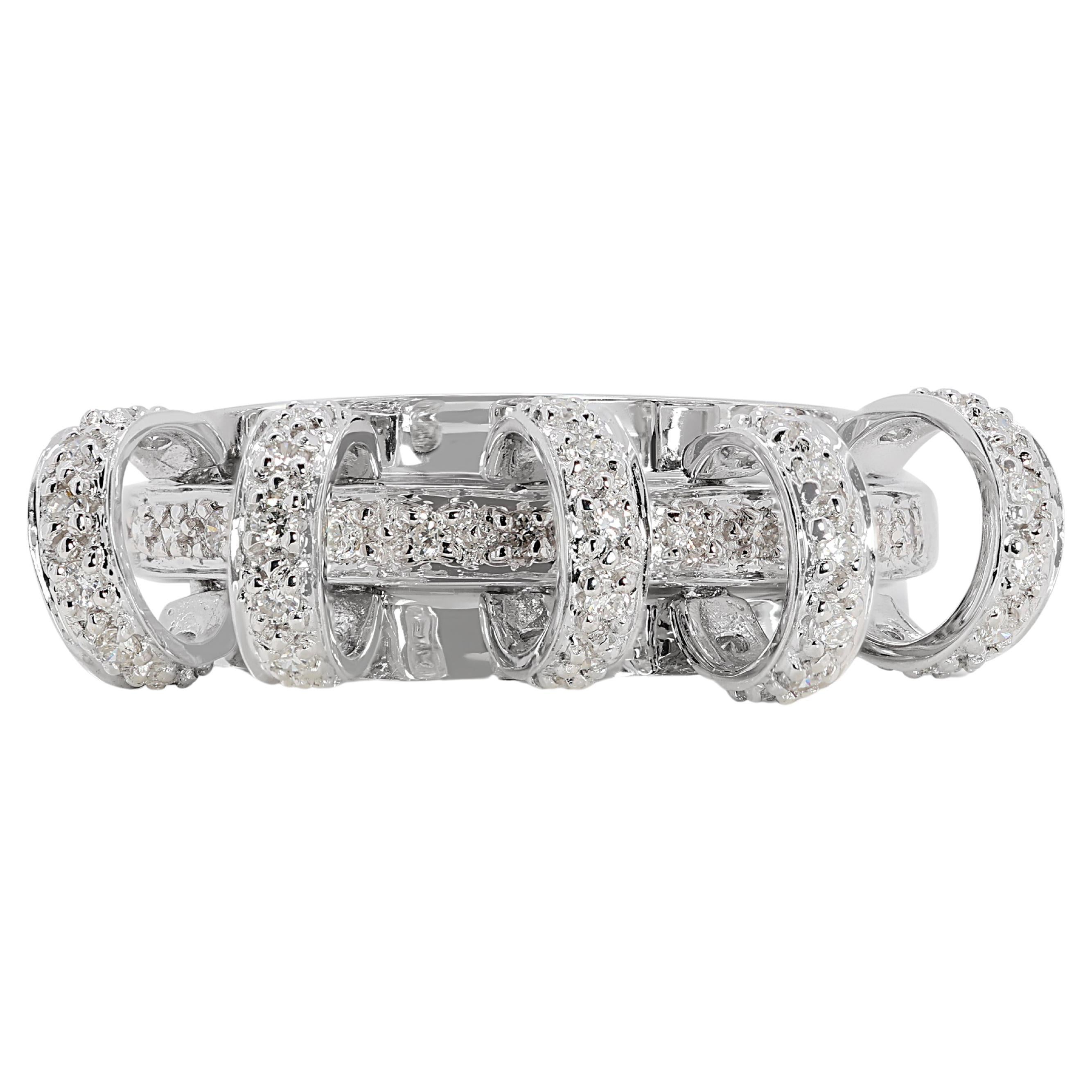 Stylish 0.53 carat Natural Diamond Ring in 18K White Gold For Sale