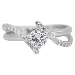 Stylish 0.68ct Diamonds Pave Ring in 14k White Gold - AIG Certified