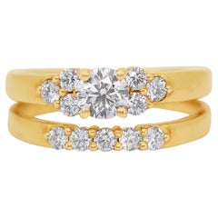 Stylish 0.86ct Diamonds Pave Ring in 18k Yellow Gold - IGI Certified