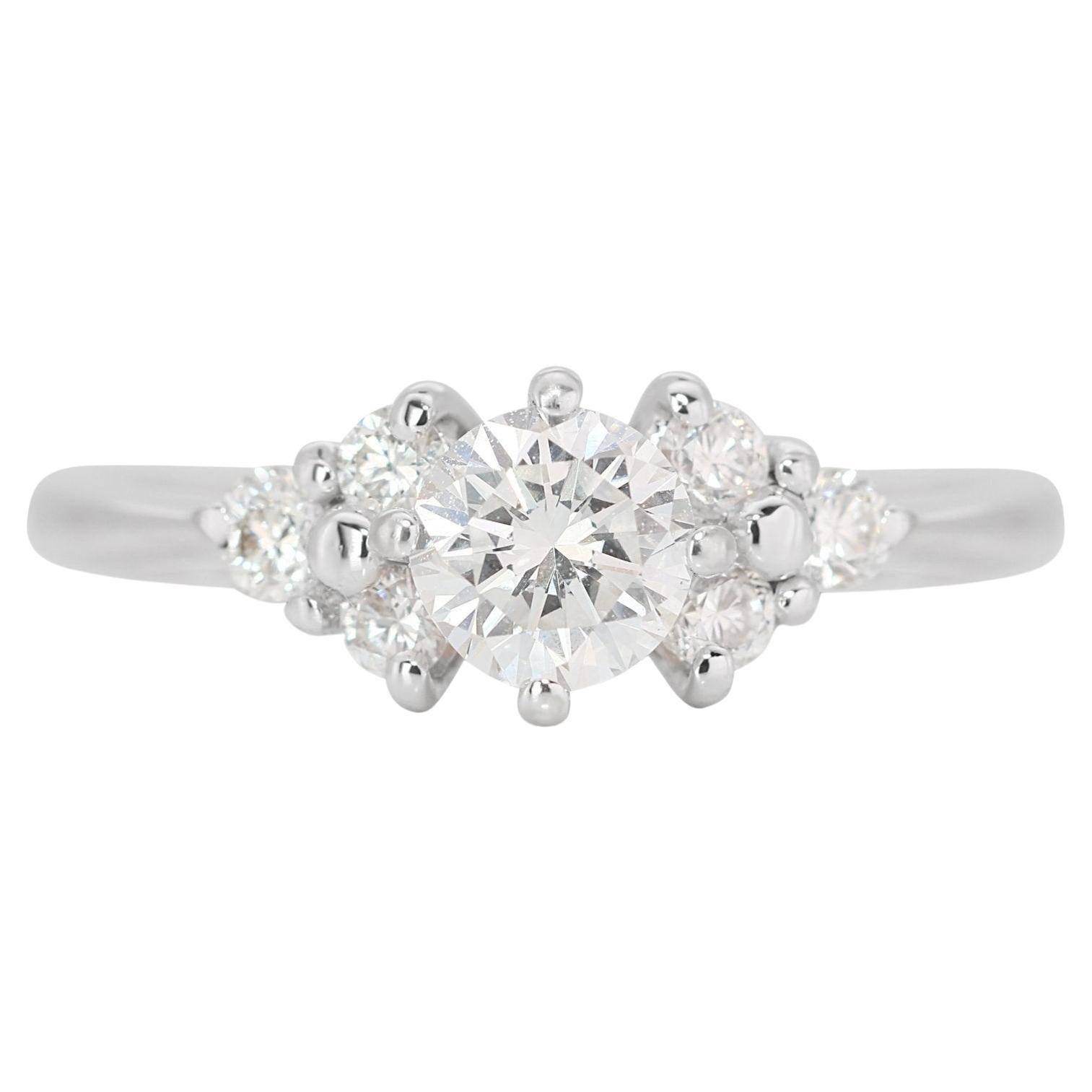 Stylish 0.90ct Triple Excellent Ideal Cut Diamond Cluster Ring - GIA Certified