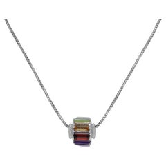 Stylish 1.20ct Mixed Gems Pendant in 18K White Gold (Chain not Included)