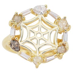 Stylish 1.34ct Diamonds Fancy-Colored Ring in 18k Yellow Gold - IGI Certified