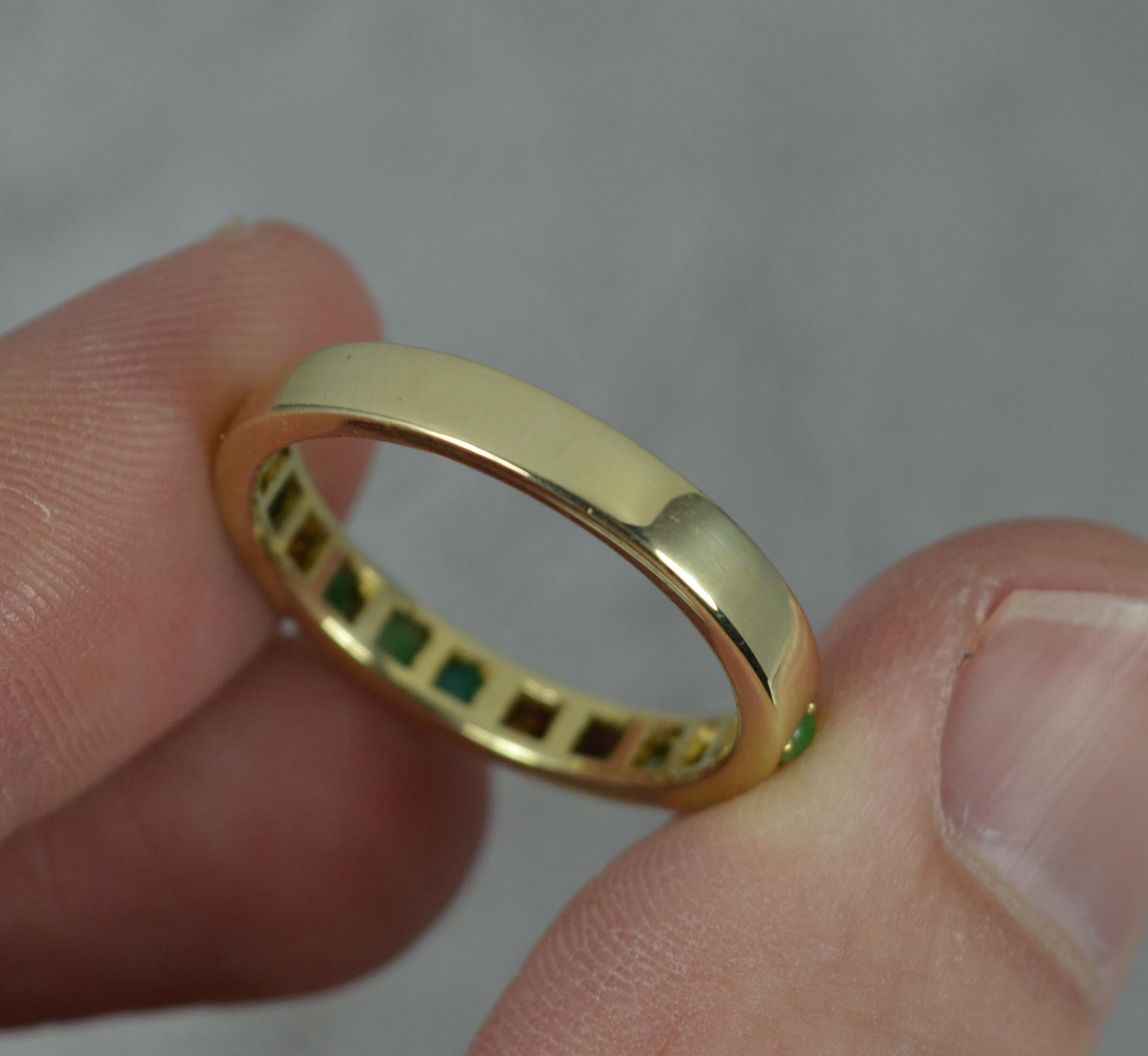Round Cut Stylish 14 Carat Gold and Jade Half Eternity Stack Ring