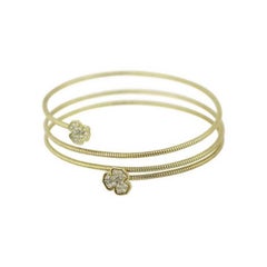 Elegante bracciale flessibile in oro giallo 14 carati con zirconi per lei