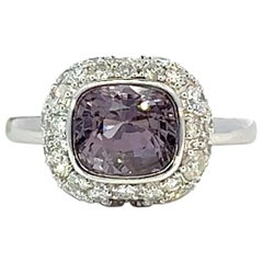 Stilvoller 14k 2,05 Karat burmesischer ovaler lavendelfarbener Spinell 1,34 Karat Diamant Herz Pop Ring