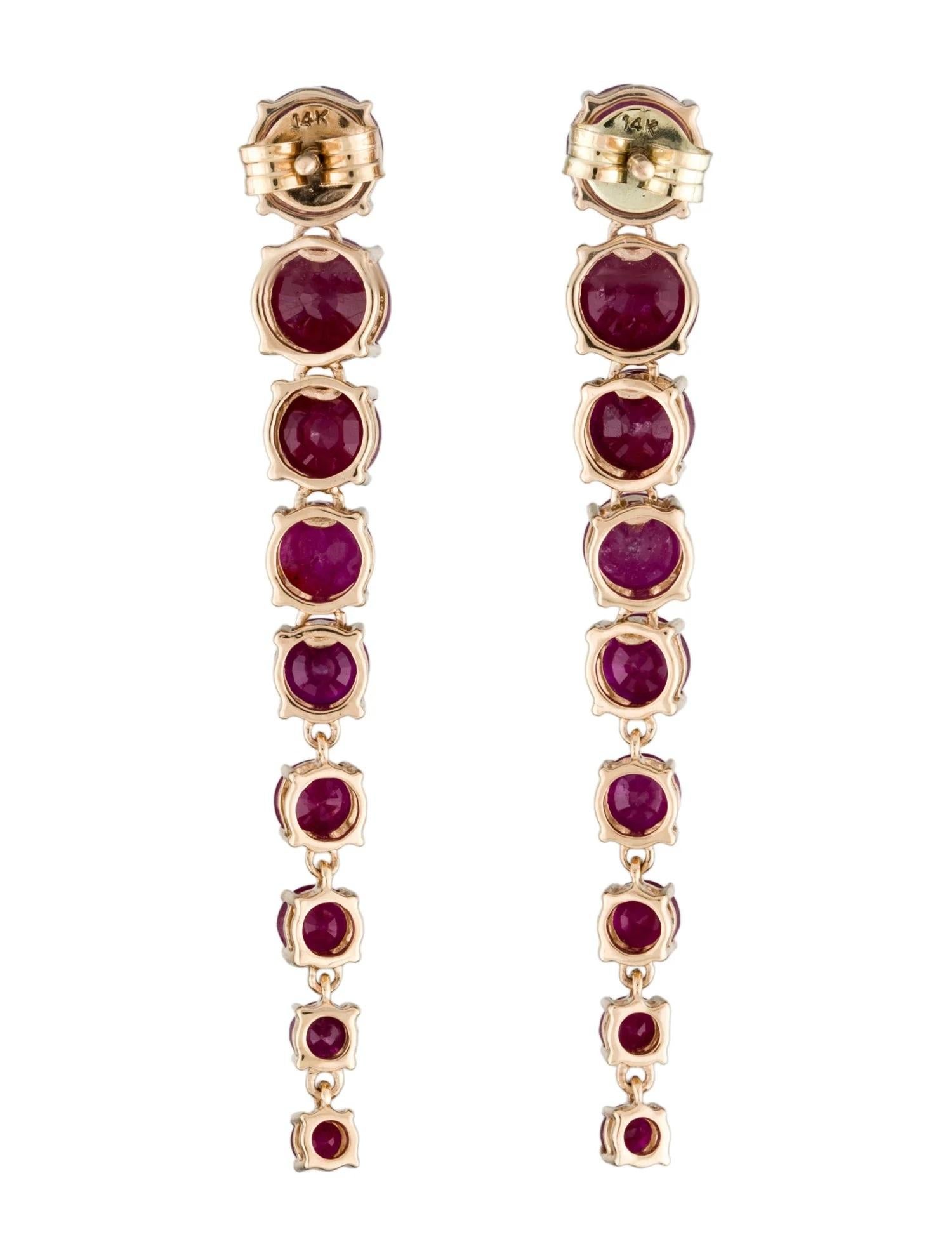 Artist Stylish 14K Yellow Gold Earrings with 6.45 Carat Round Modified Brilliant Ruby For Sale