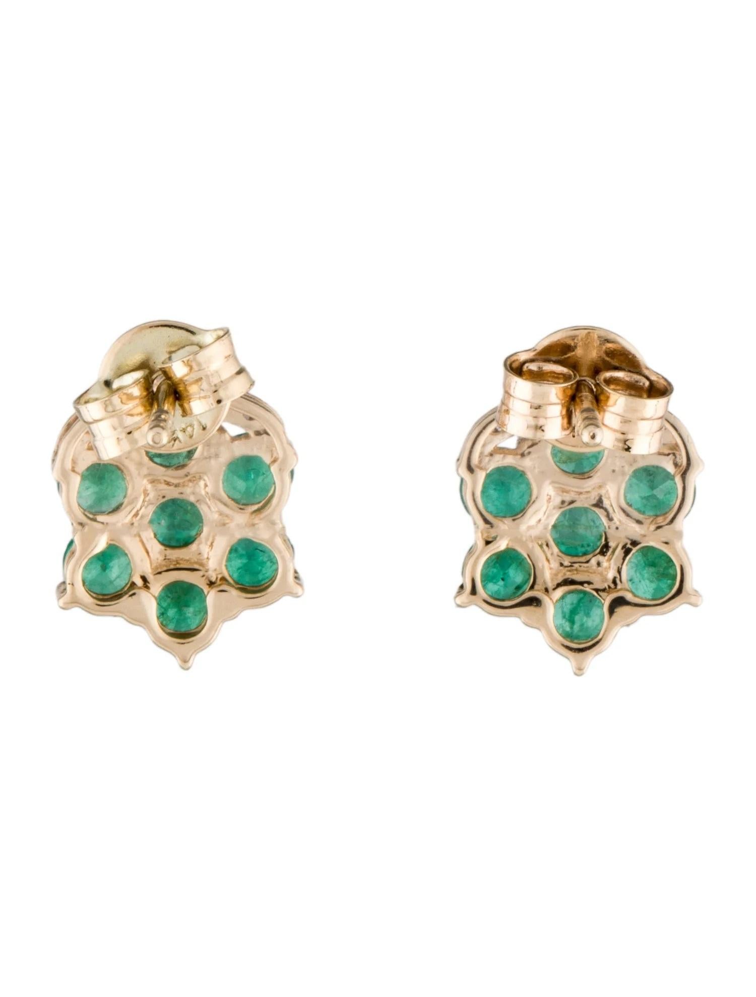 Artist Stylish 14K Yellow Gold Emerald and Diamond Earrings For Sale