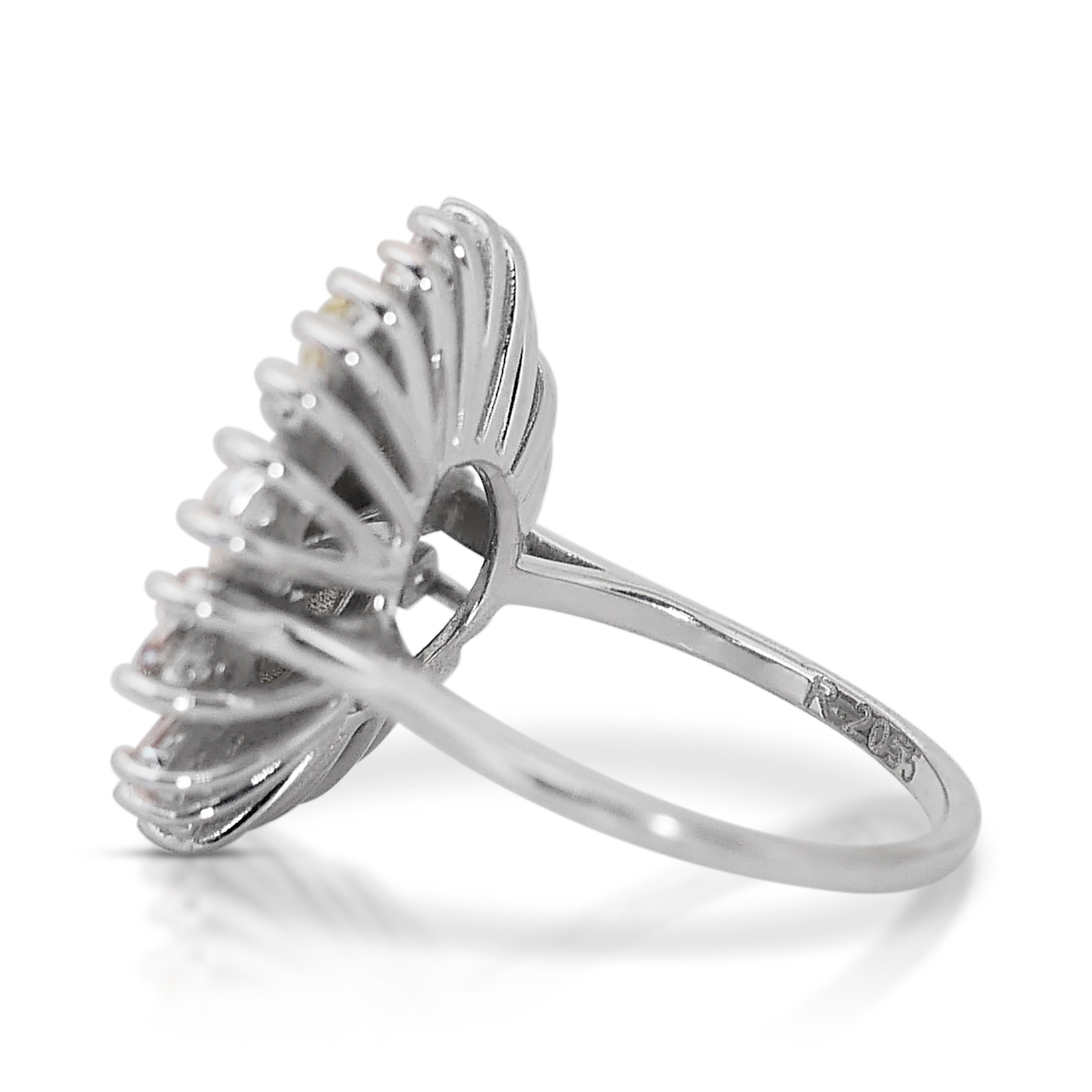 Tapered Baguette Stylish 1.59ct Fancy-Colored Diamond Ring in 18k White Gold - IGI Certified