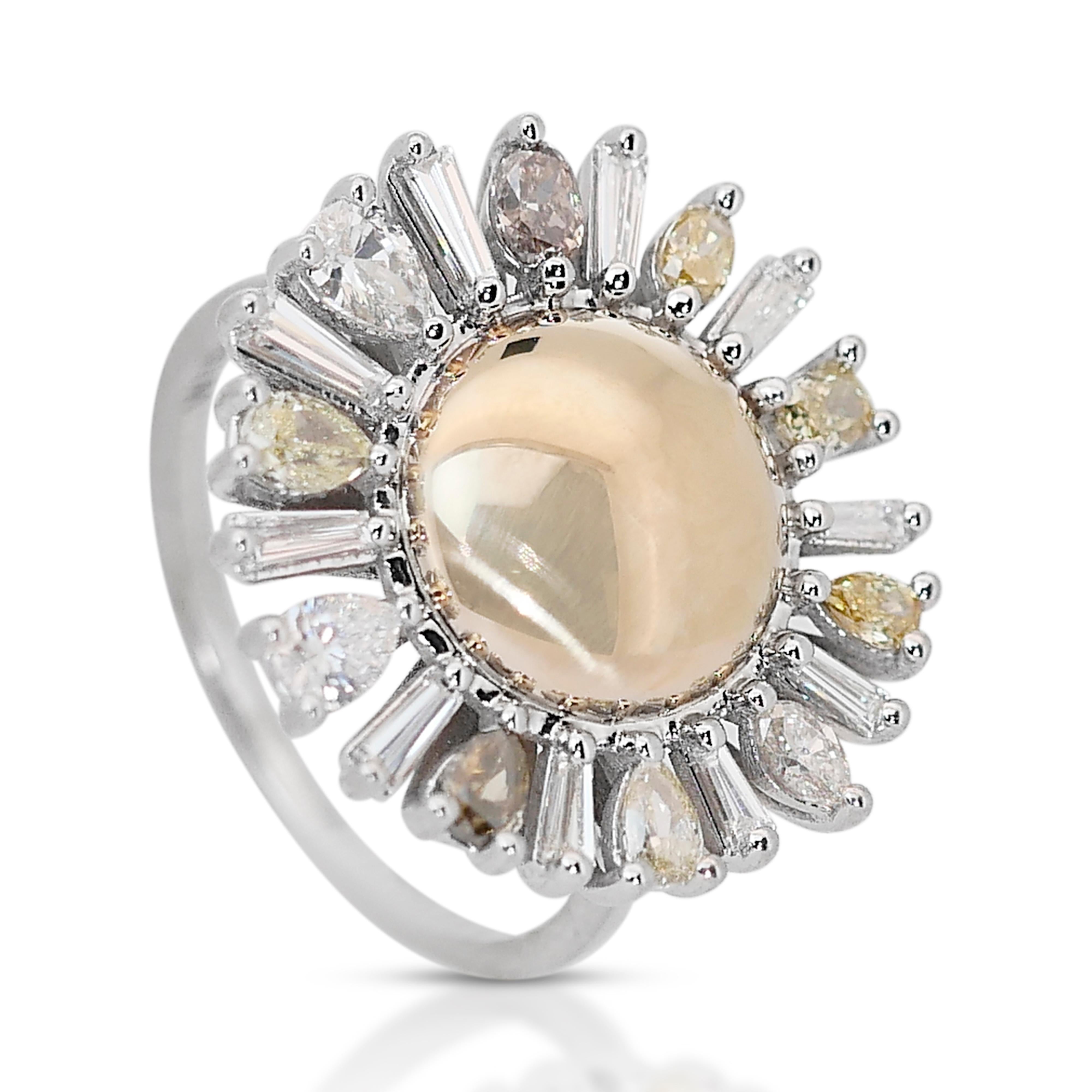 Stylish 1.59ct Fancy-Colored Diamond Ring in 18k White Gold - IGI Certified In New Condition In רמת גן, IL