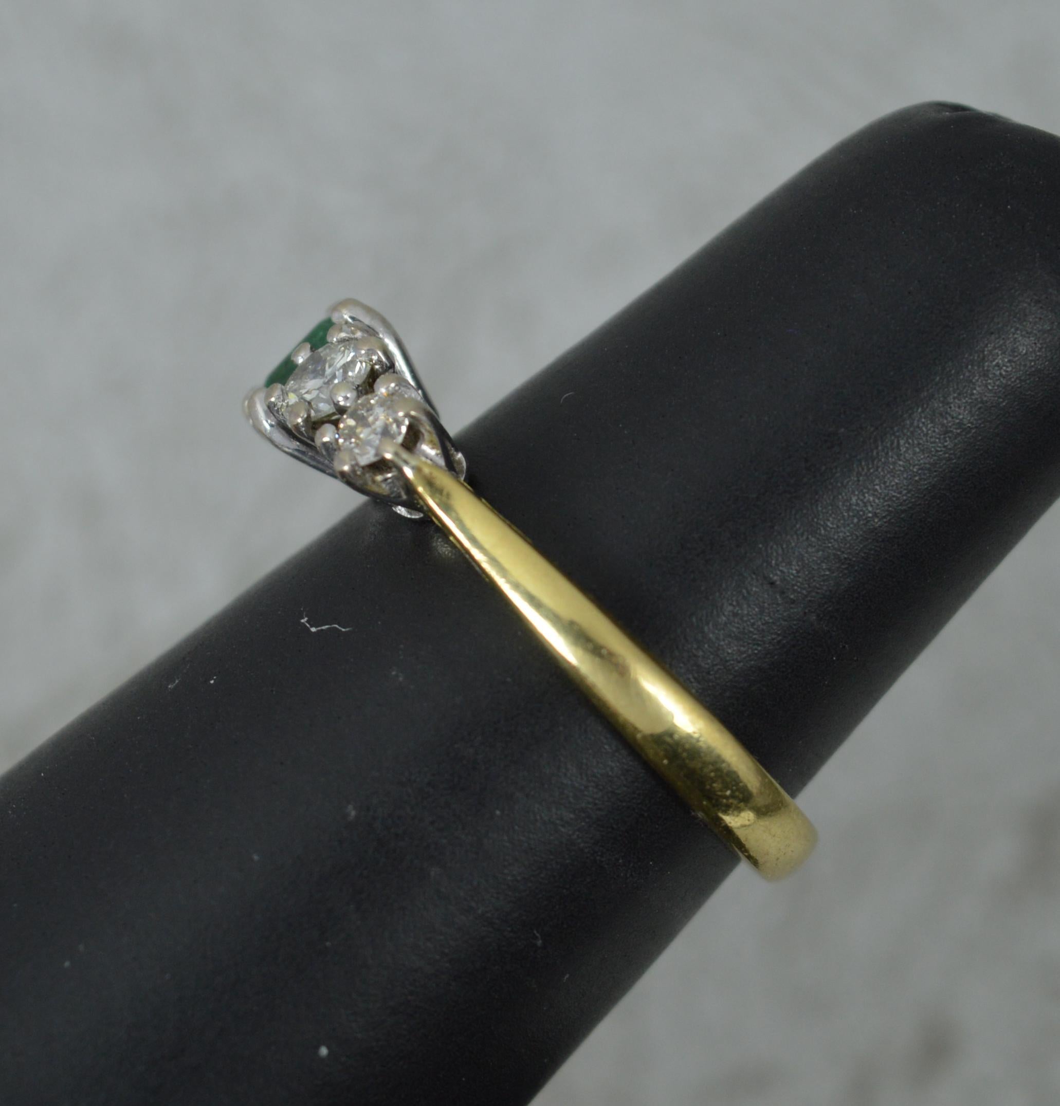 Stylish 18 Carat Gold Emerald and 0.50ct Diamond Five Stone Stack Ring For Sale 1