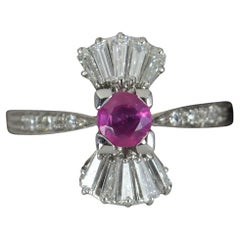 Stylish 18 Carat White Gold Ruby and Diamond Cluster Ring