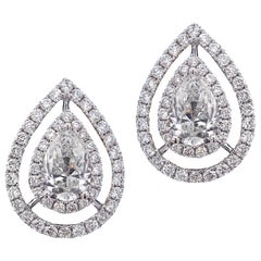 Stylish 18 Karat White Gold and Diamond Ring and Earring Set